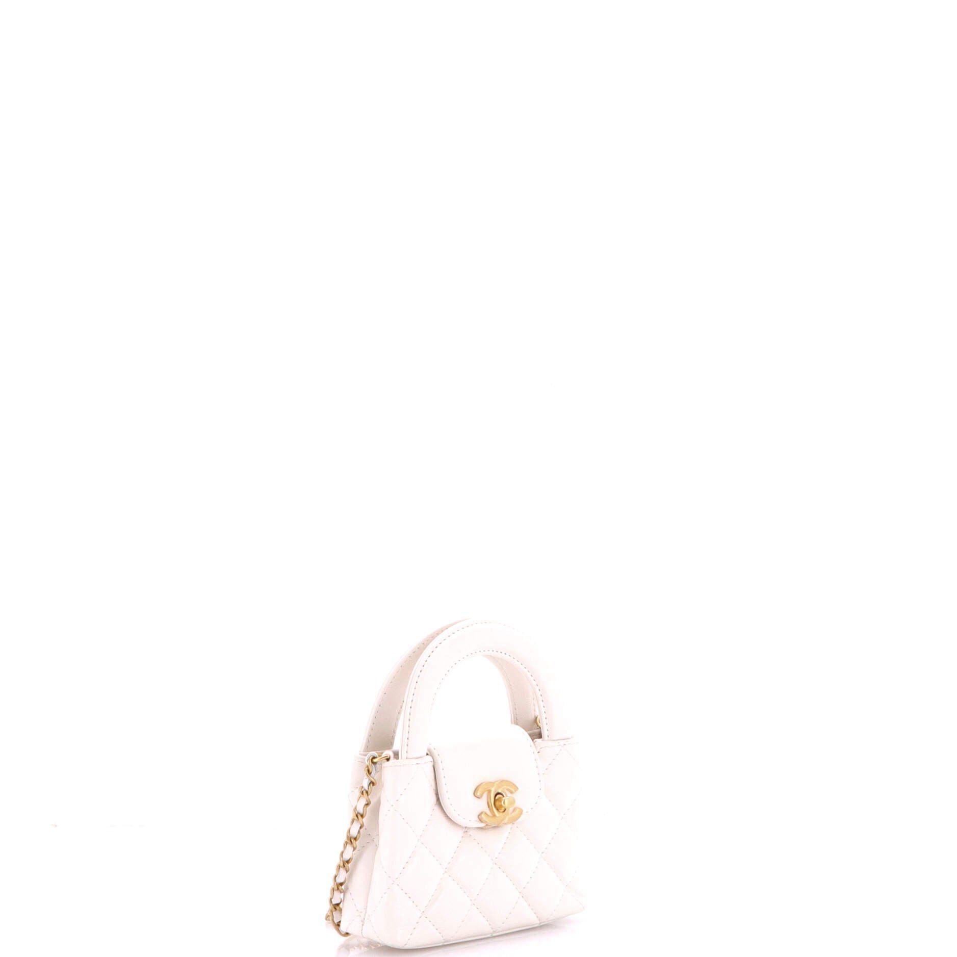 Kelly Top Handle Shopping Bag Quilted Shiny Aged Calfskin Nano