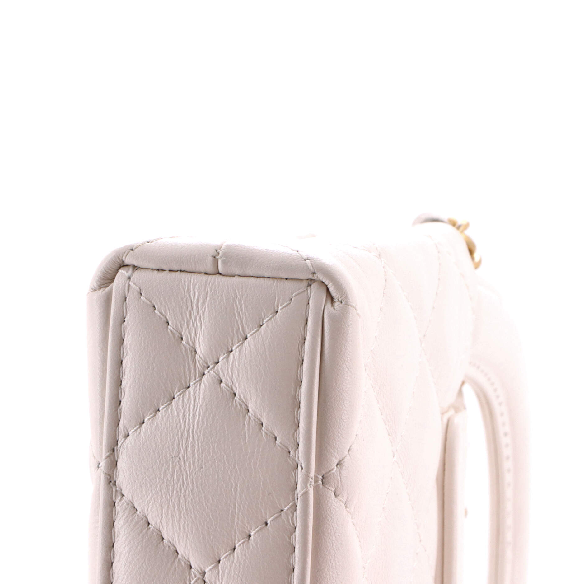 Kelly Top Handle Shopping Bag Quilted Shiny Aged Calfskin Nano