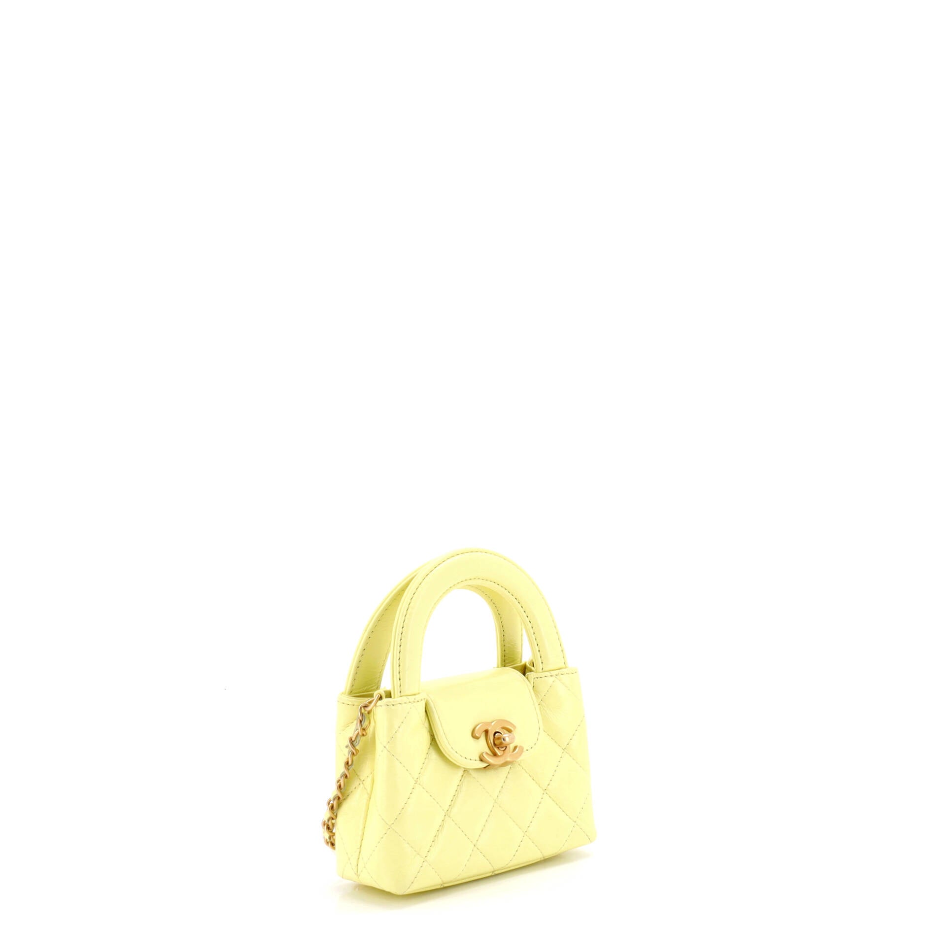 Kelly Top Handle Shopping Bag Quilted Shiny Aged Calfskin Nano