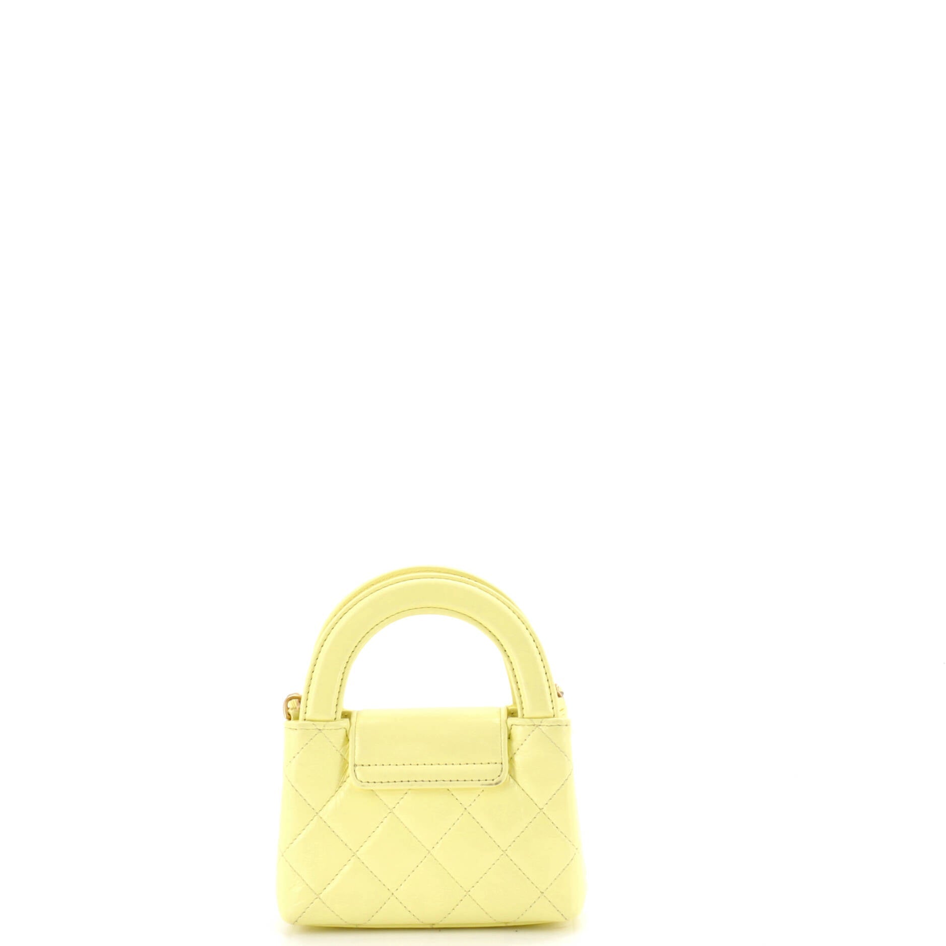 Kelly Top Handle Shopping Bag Quilted Shiny Aged Calfskin Nano