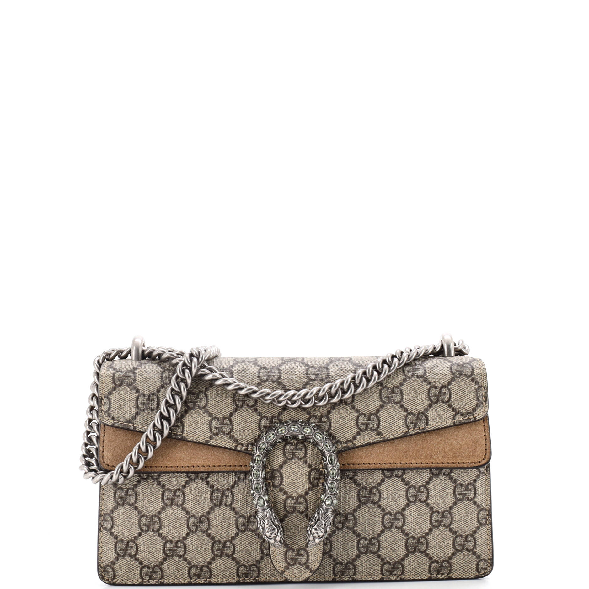 Dionysus Bag GG Coated Canvas with Crystal Embellished Metal Small