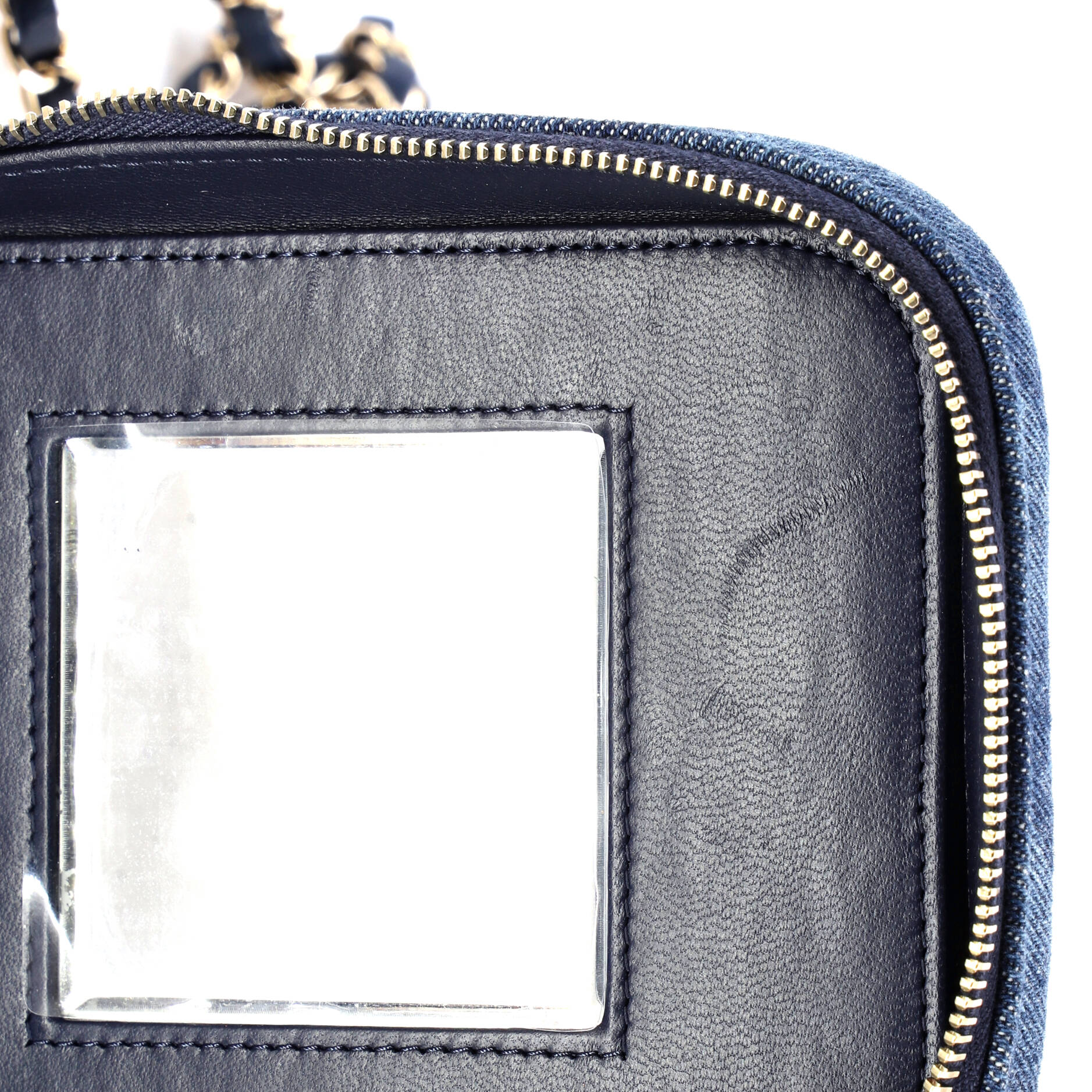 Vanity Case with Chain 3D Quilt Printed Denim Small