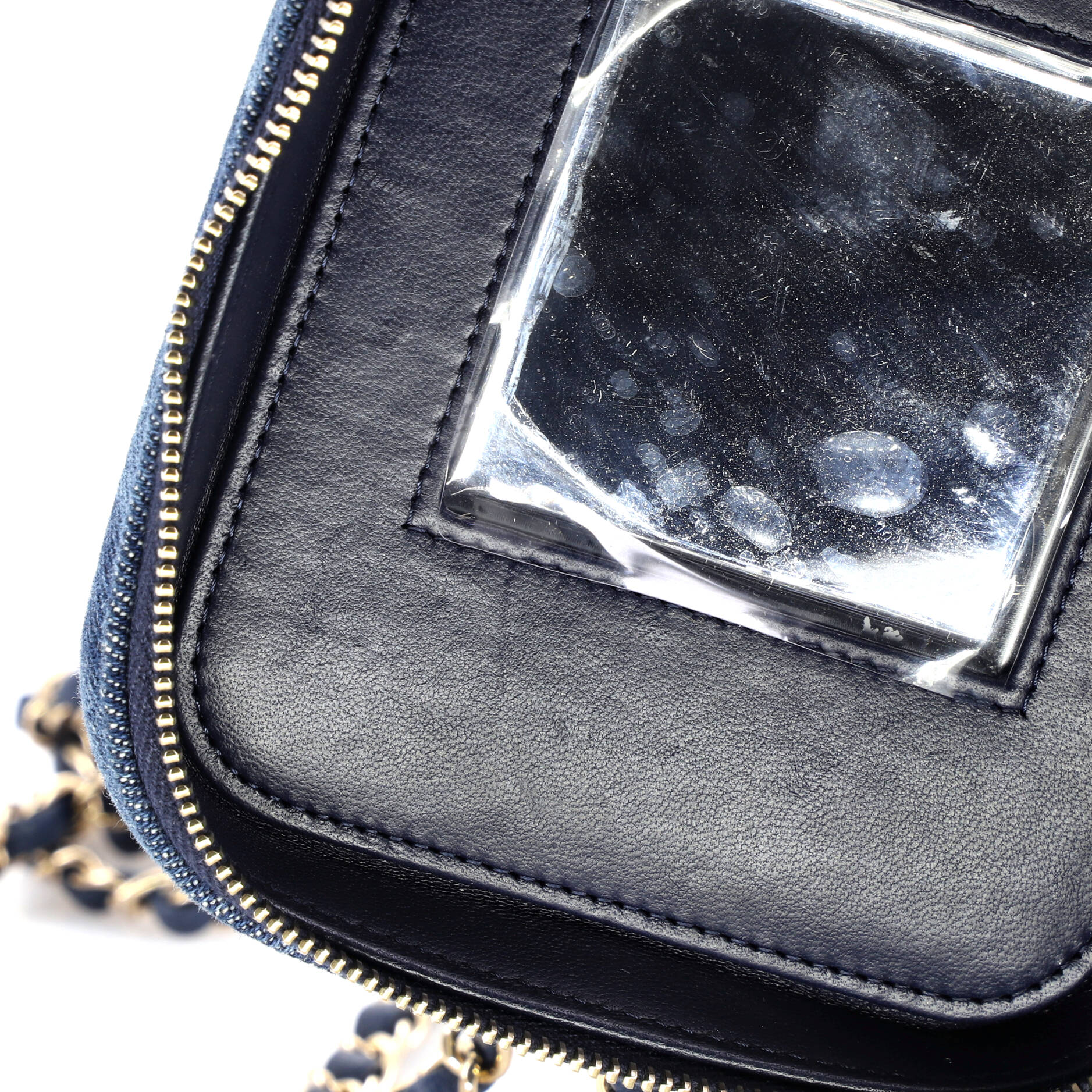 Vanity Case with Chain 3D Quilt Printed Denim Small
