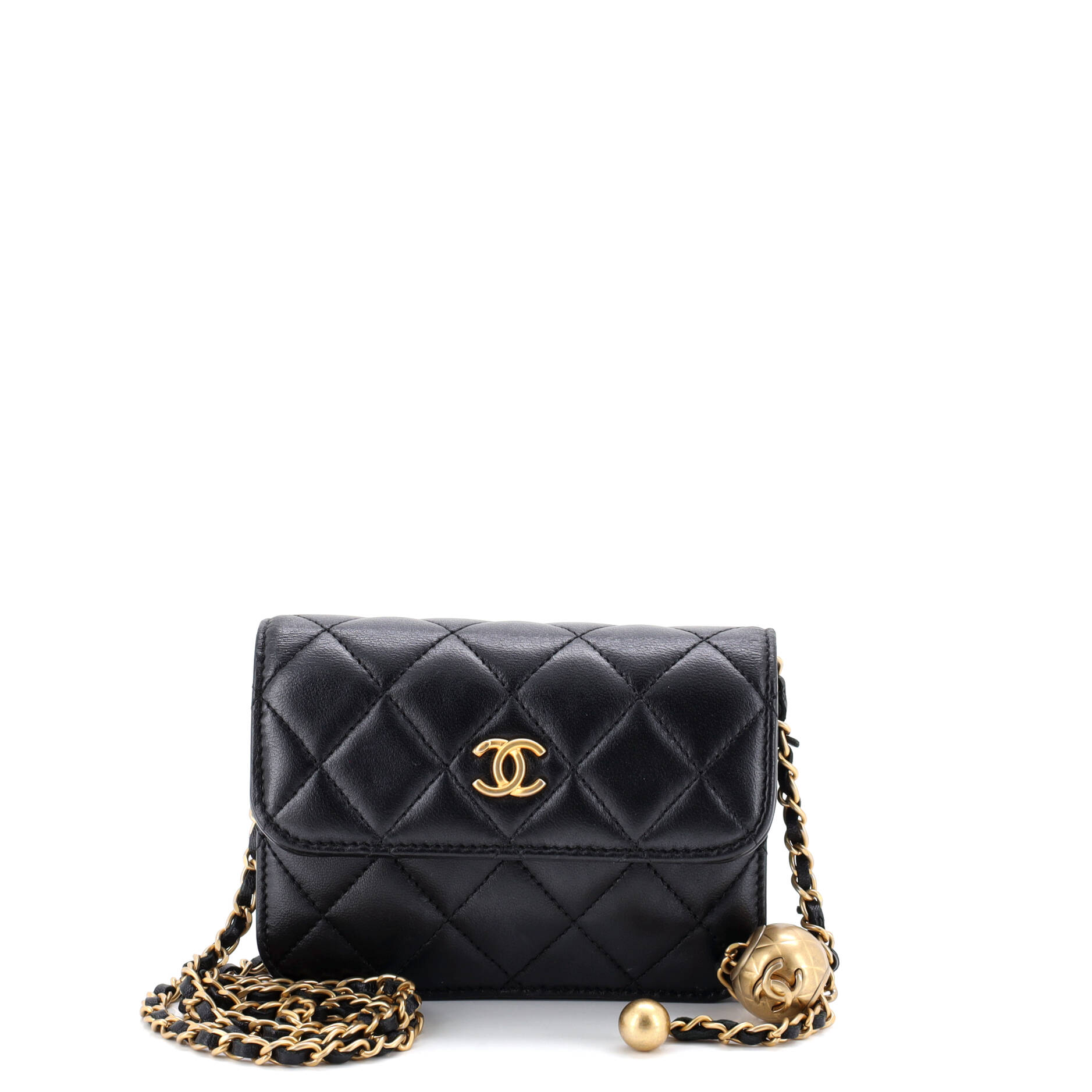 Pearl Crush Flap Clutch with Chain Quilted Lambskin Mini