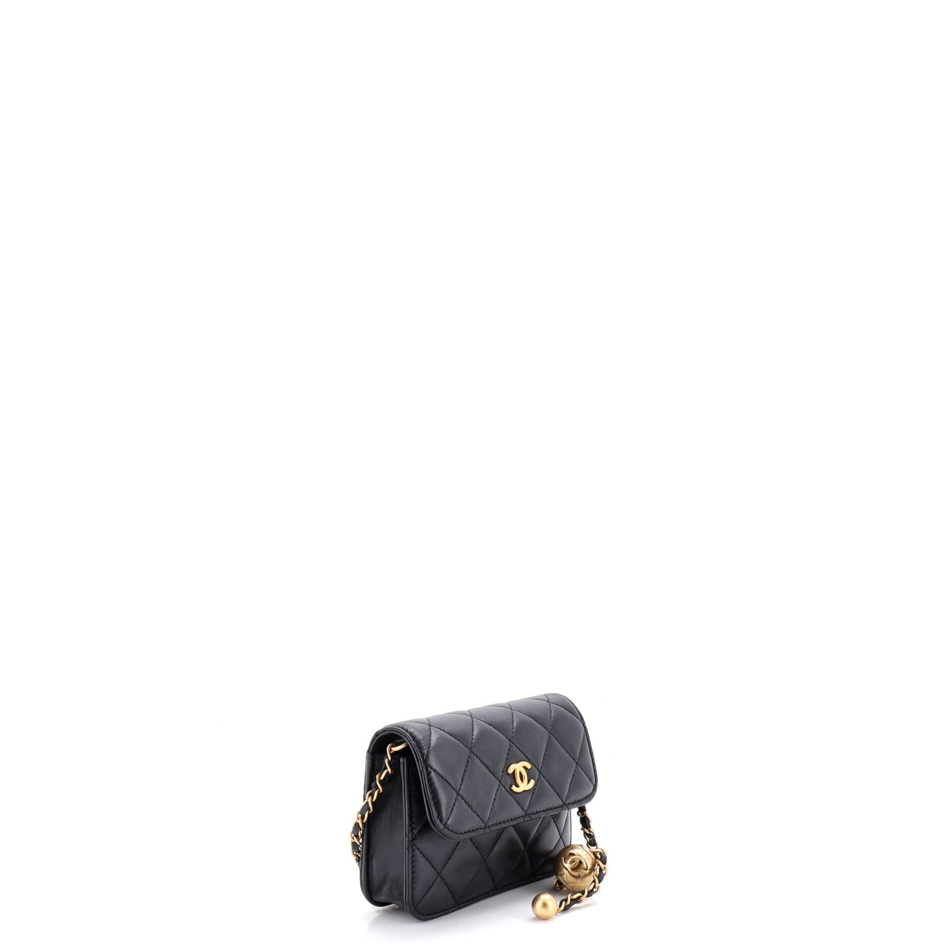 Pearl Crush Flap Clutch with Chain Quilted Lambskin Mini
