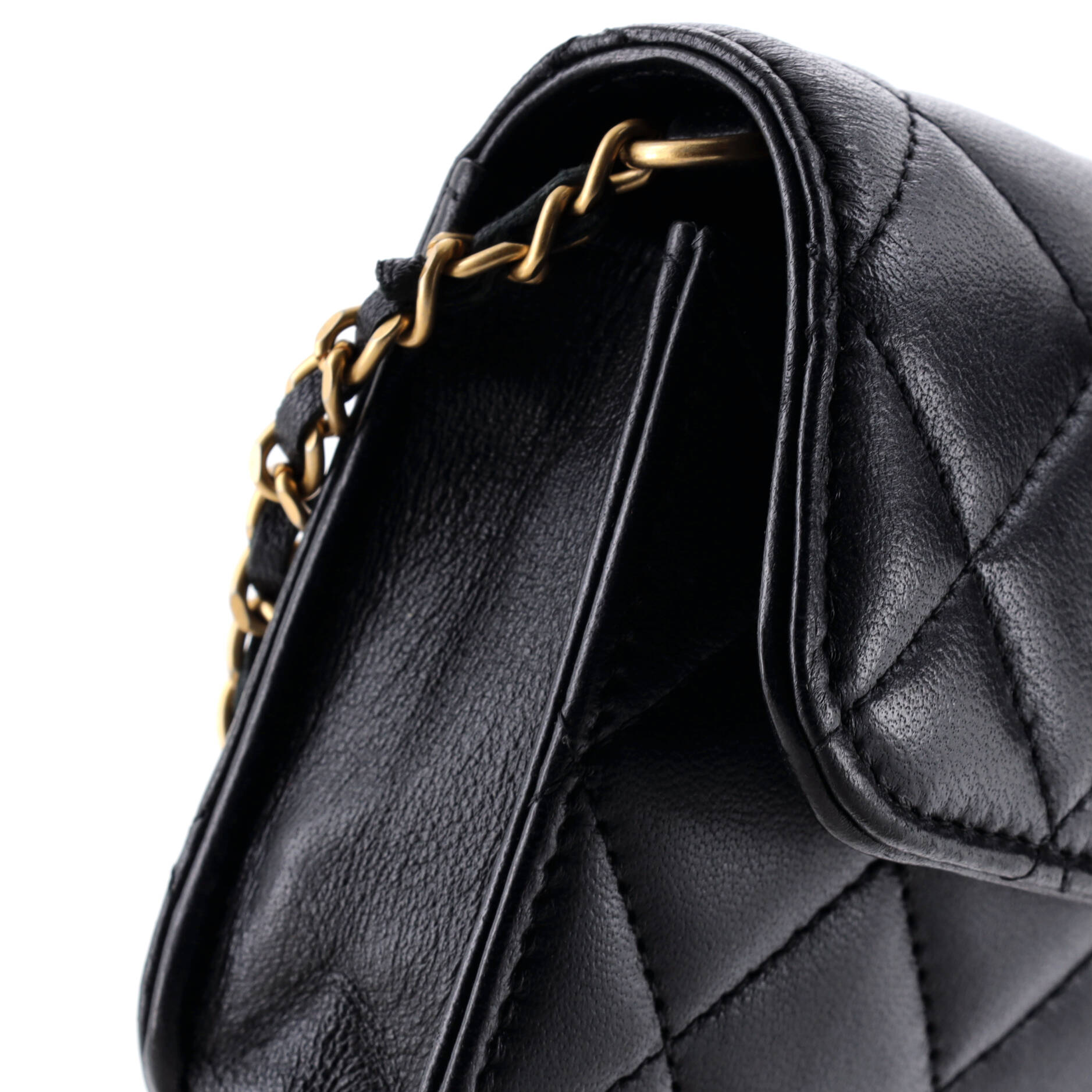 Pearl Crush Flap Clutch with Chain Quilted Lambskin Mini