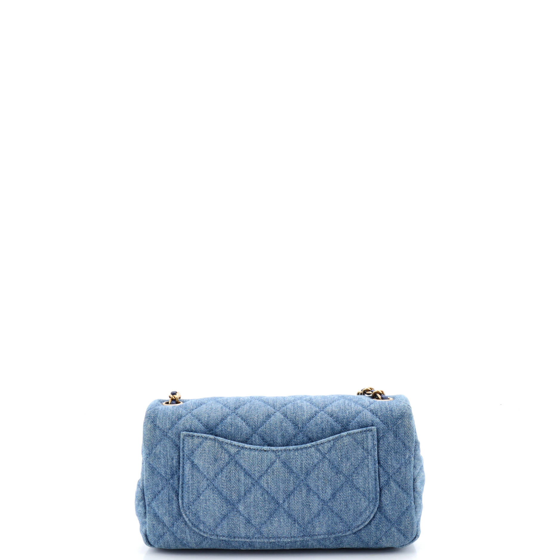Pearl Crush Flap Bag Quilted Denim Mini