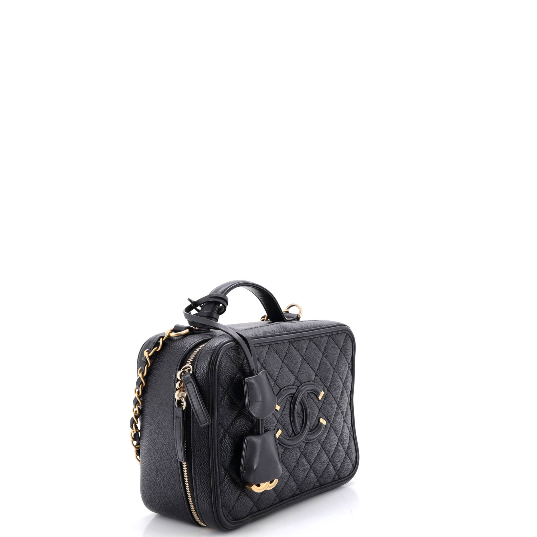 Filigree Vanity Case Quilted Caviar Large
