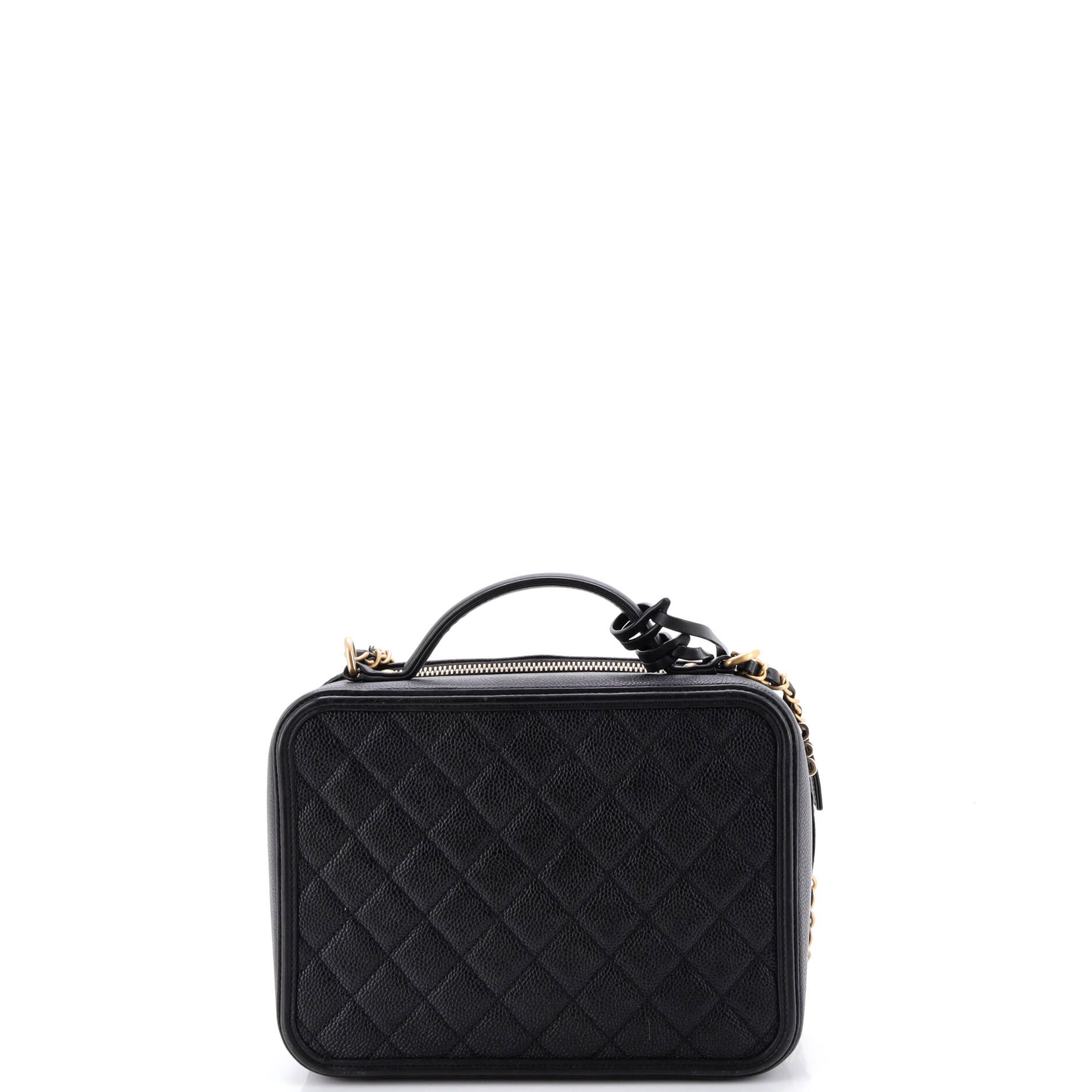 Filigree Vanity Case Quilted Caviar Large