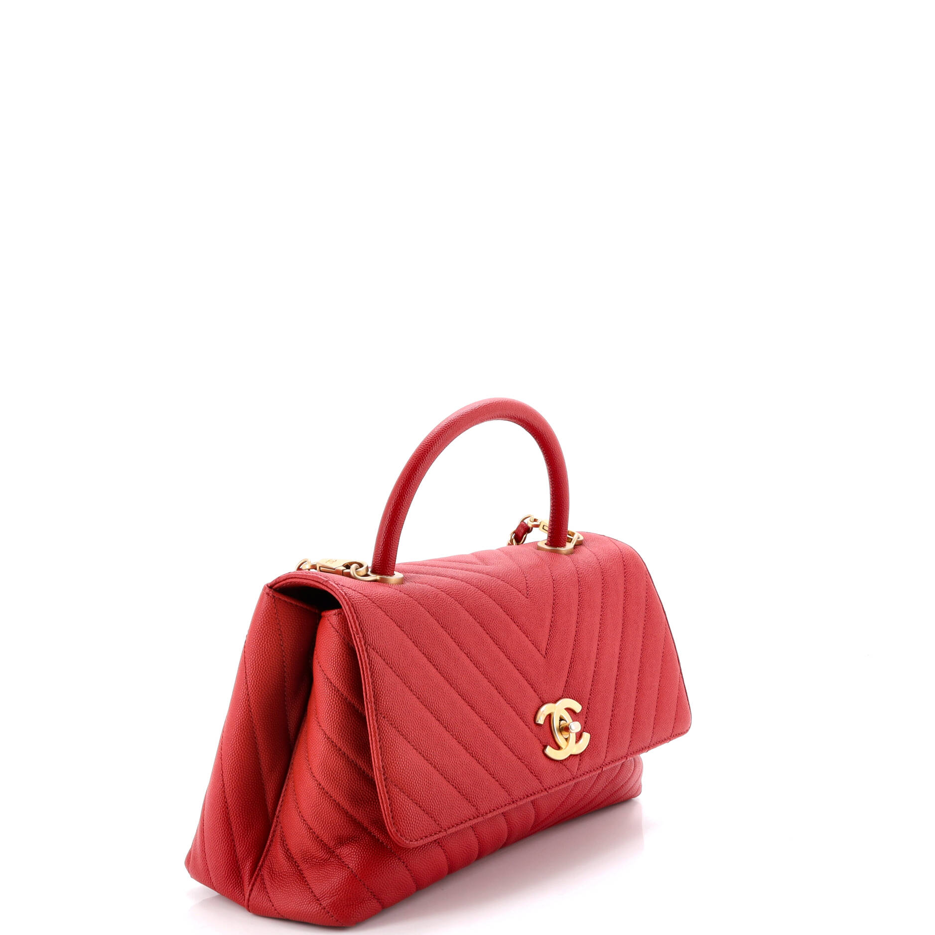 Coco Top Handle Bag Chevron Caviar Small