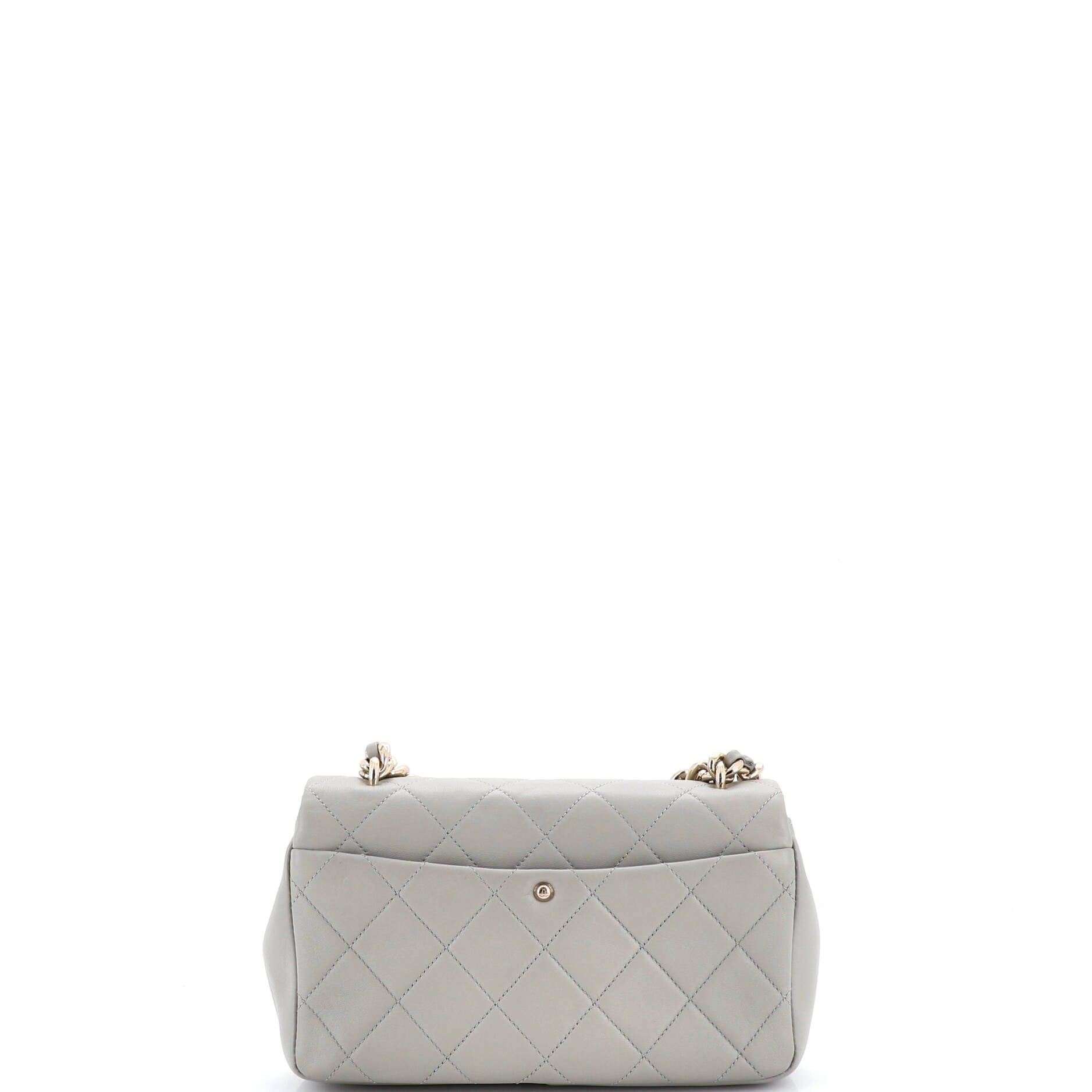 Resin Elegant Chain Flap Bag Quilted Lambskin Small