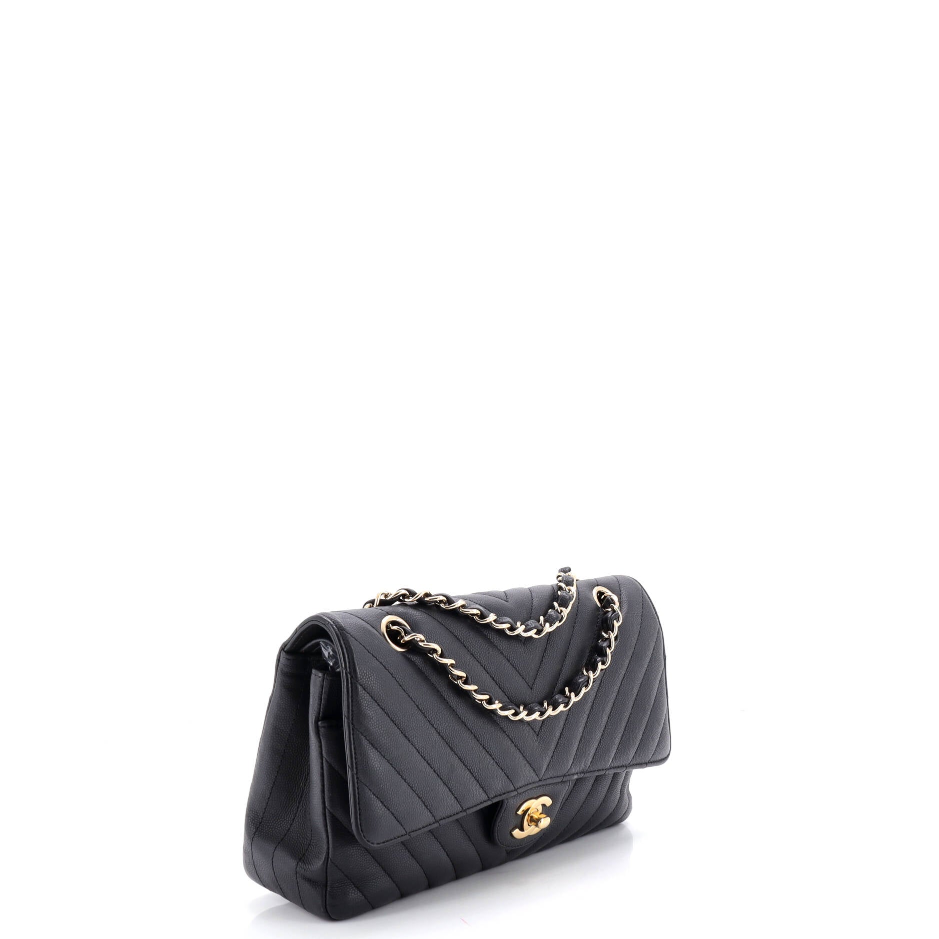 Classic Double Flap Bag Chevron Caviar Medium