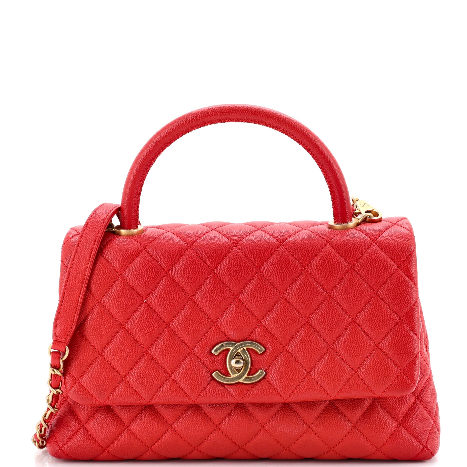 Coco Top Handle Bag Quilted Caviar Small