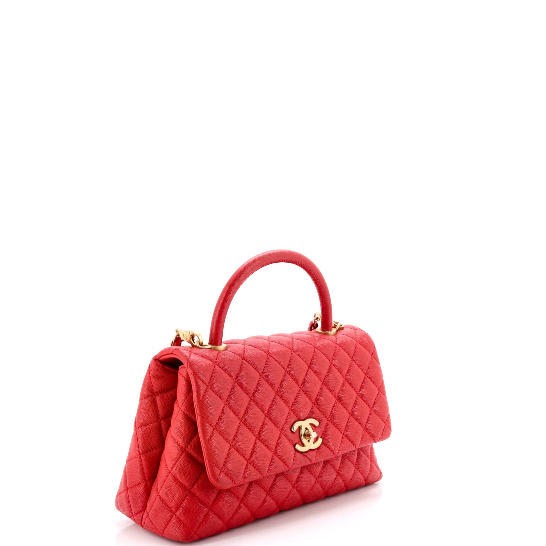 Coco Top Handle Bag Quilted Caviar Small