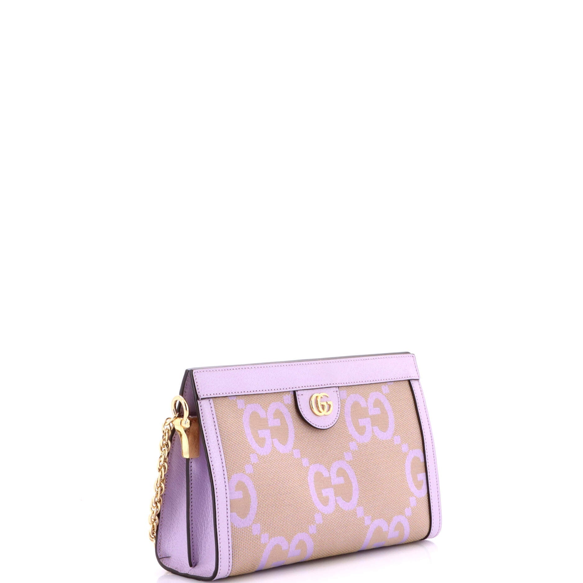 Ophidia Chain Shoulder Bag Jumbo GG Canvas with Leather Small