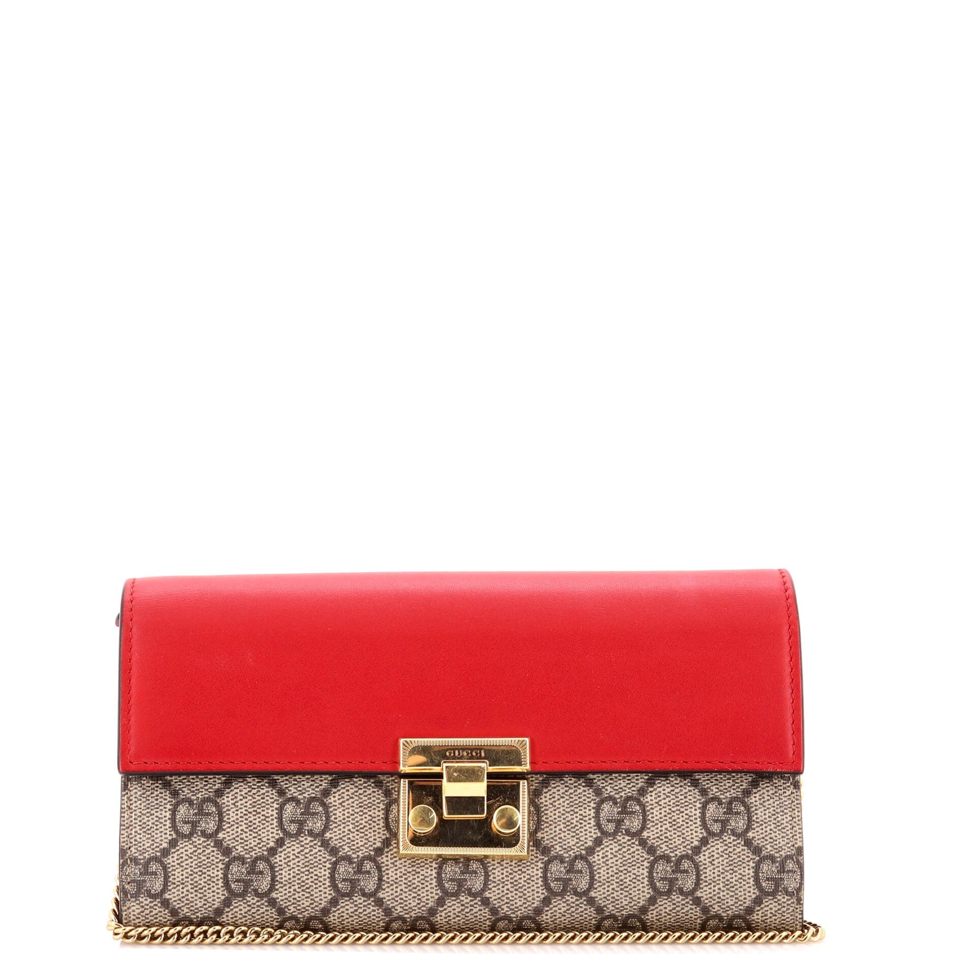 Padlock Continental Chain Wallet GG Coated Canvas and Leather Long