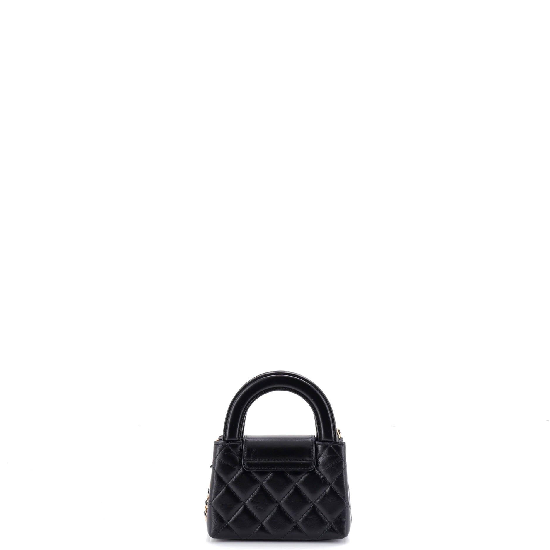 Kelly Top Handle Shopping Bag Quilted Shiny Aged Calfskin Nano