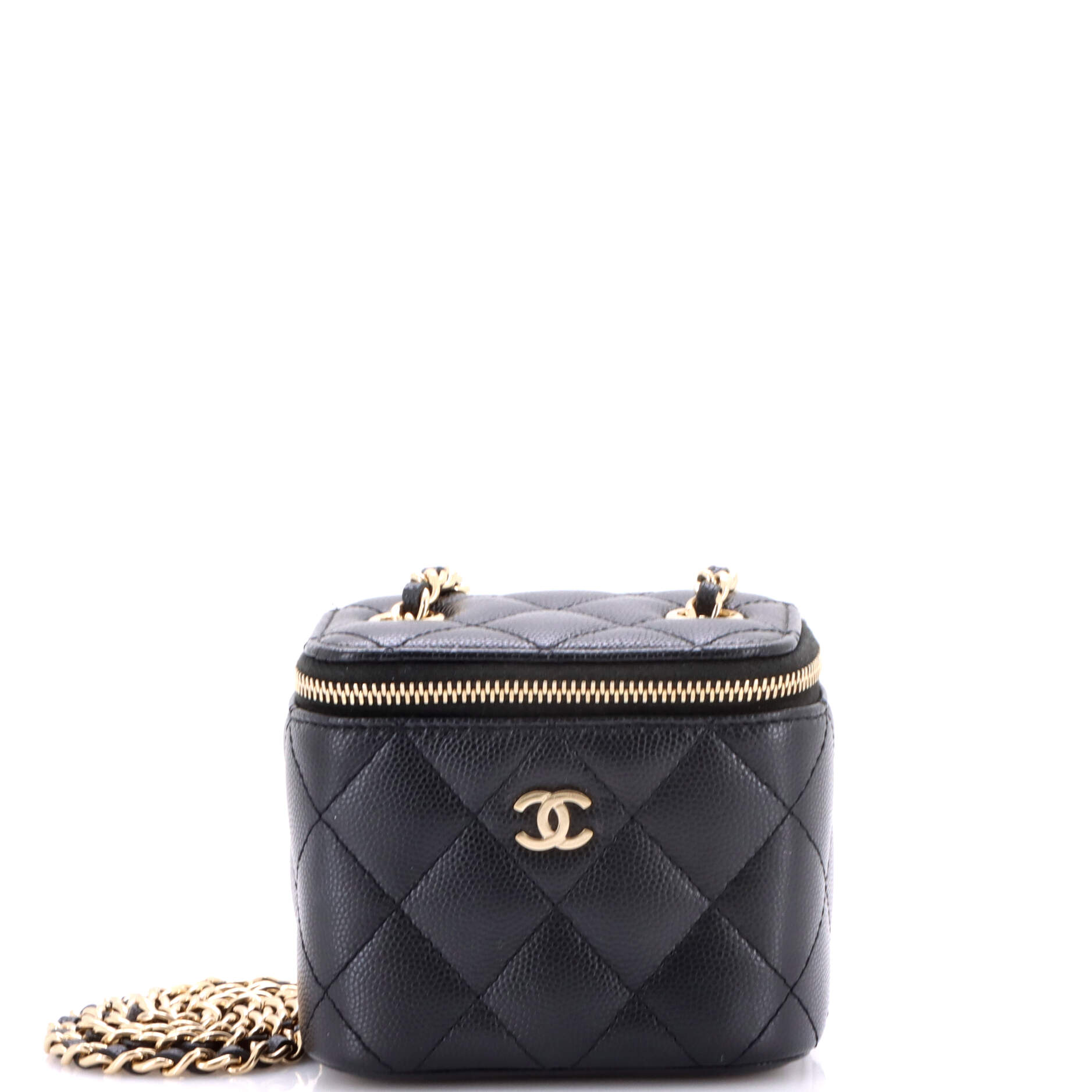 Classic Vanity Case with Chain Quilted Caviar Mini