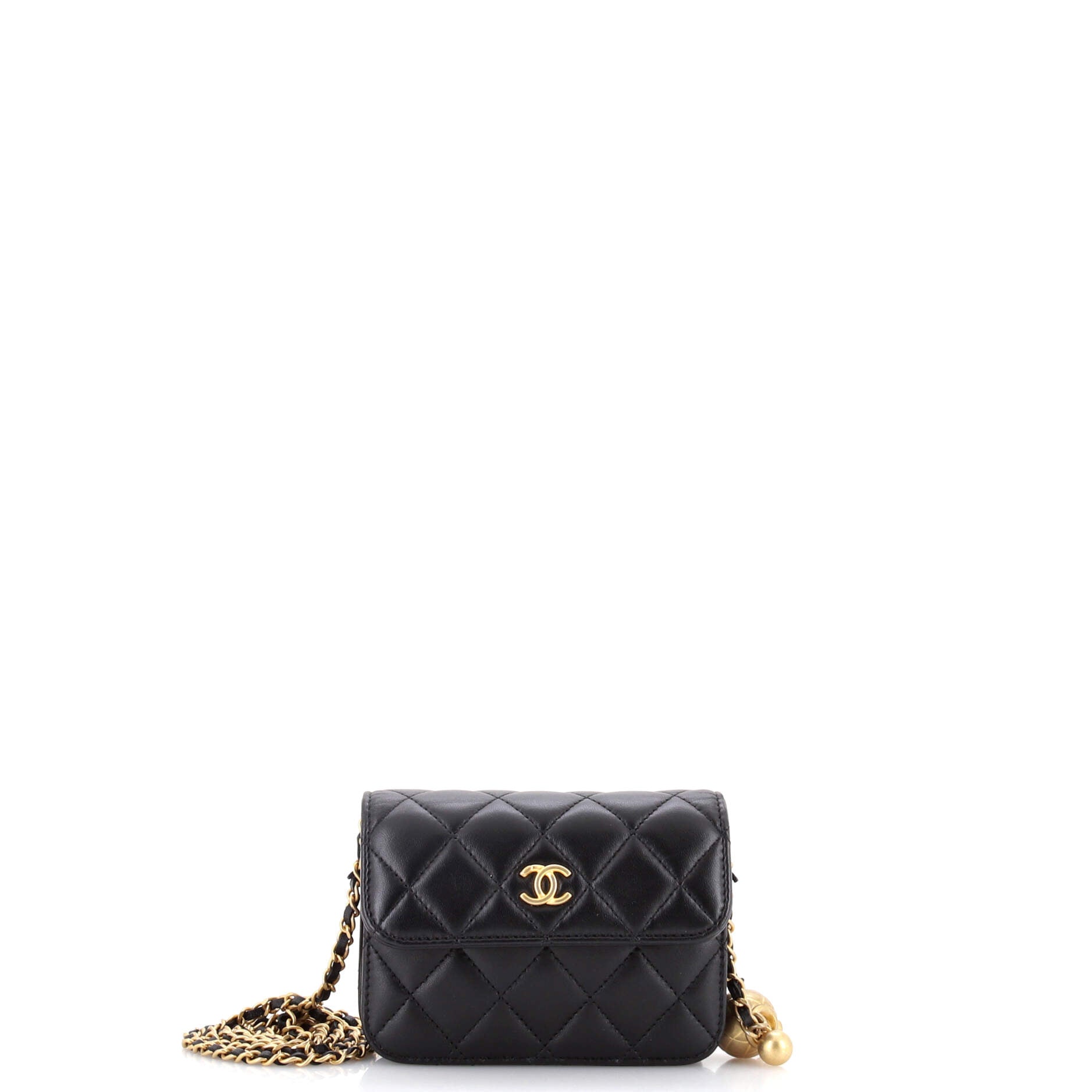 Pearl Crush Flap Clutch with Chain Quilted Lambskin Mini