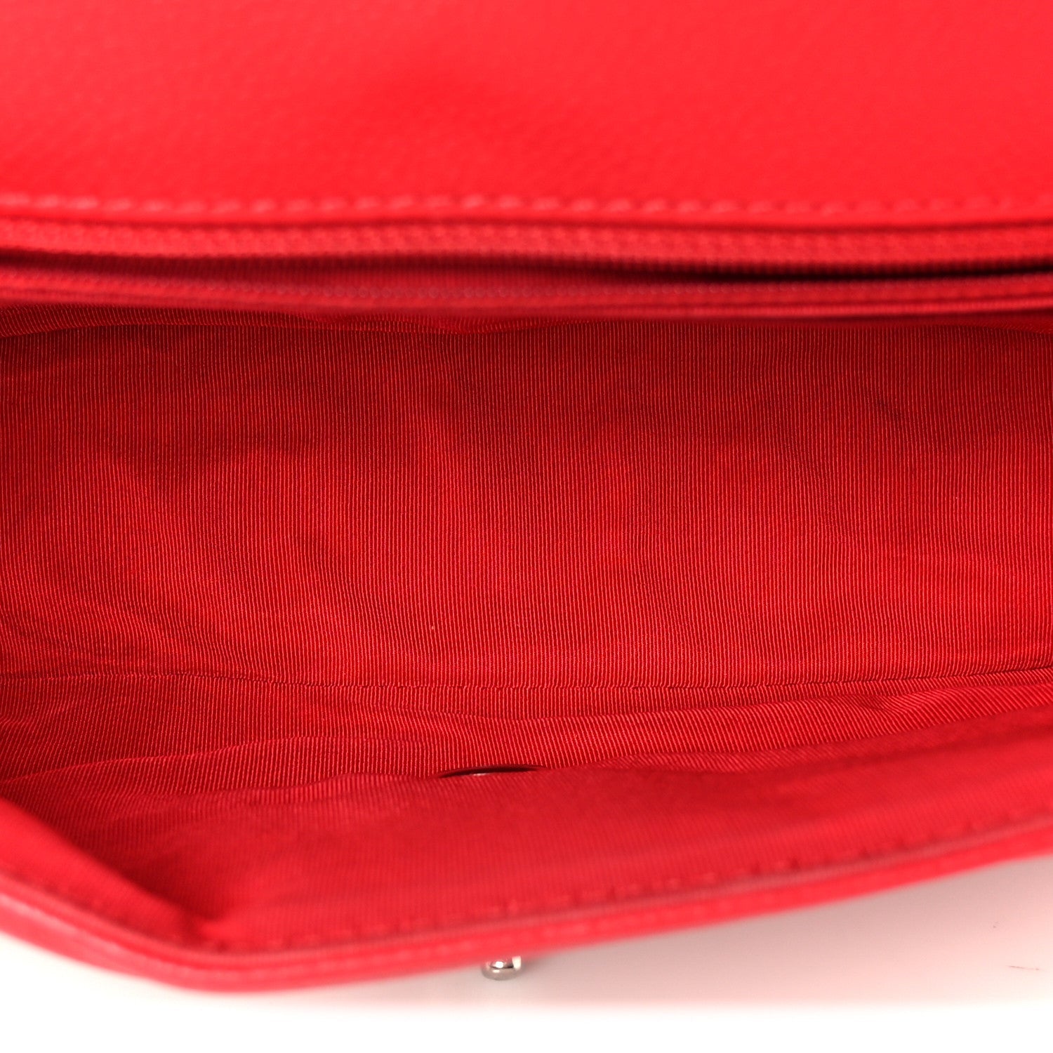 Caviar Chevron Quilted Single Flap Red