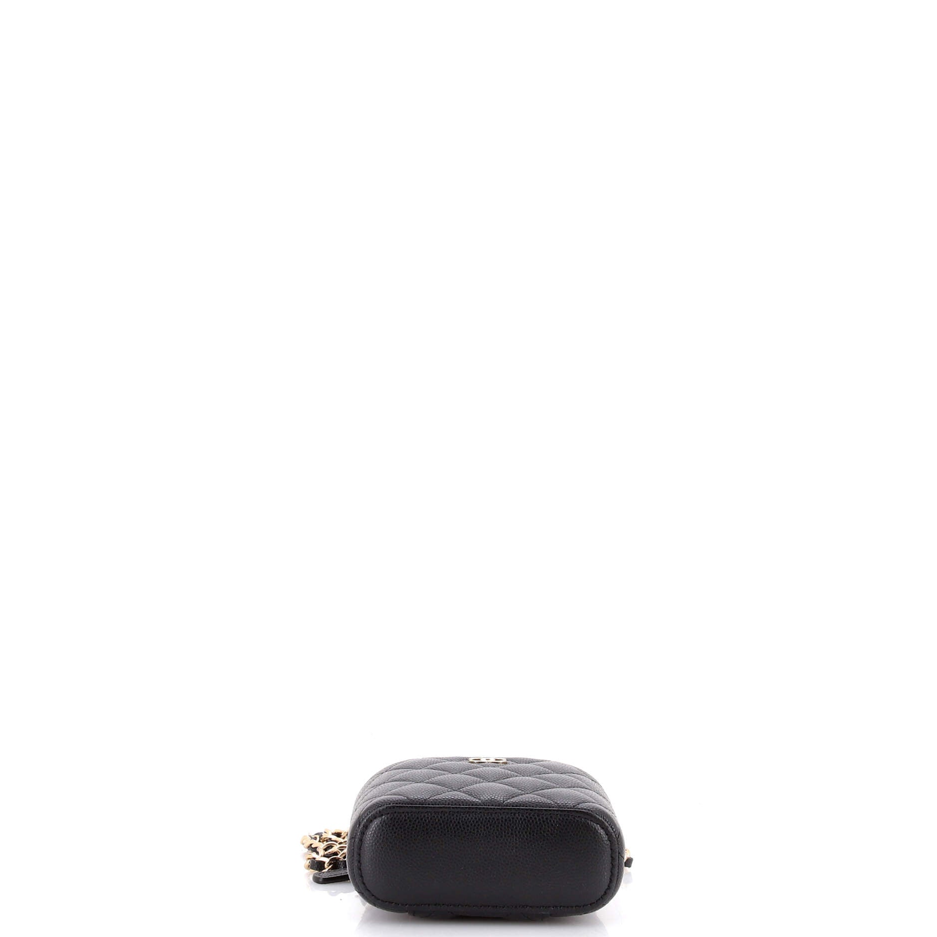 Vertical Classic Vanity Case with Chain Quilted Caviar Mini