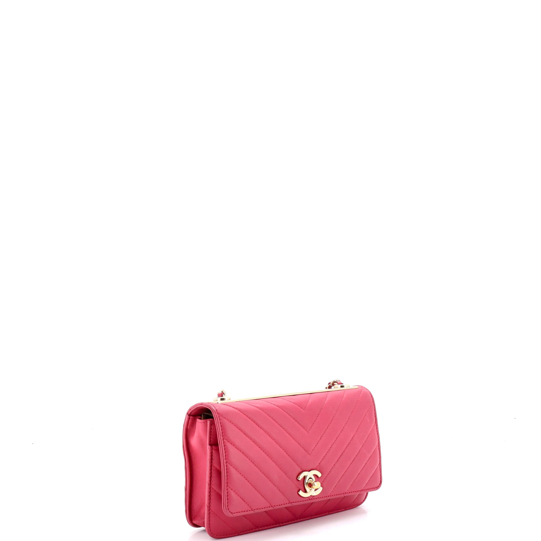 Trendy CC Wallet on Chain Chevron Lambskin