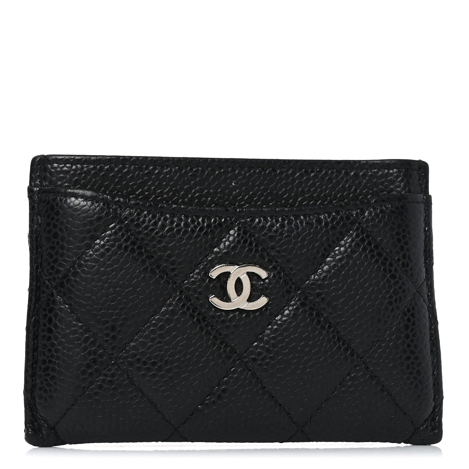Caviar Quilted Card Holder Black