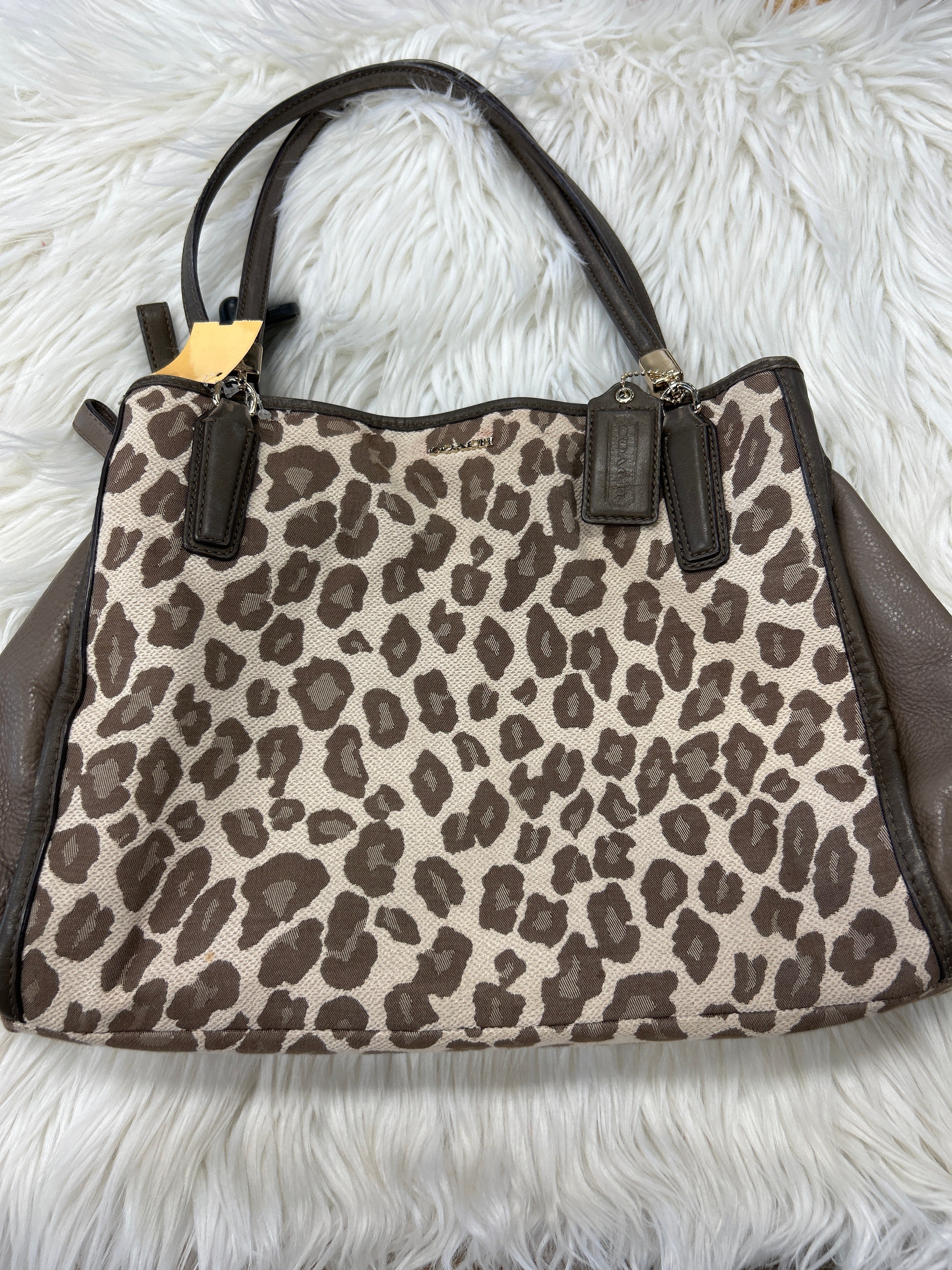 Handbag Designer By Coach In Animal Print, Size:Large