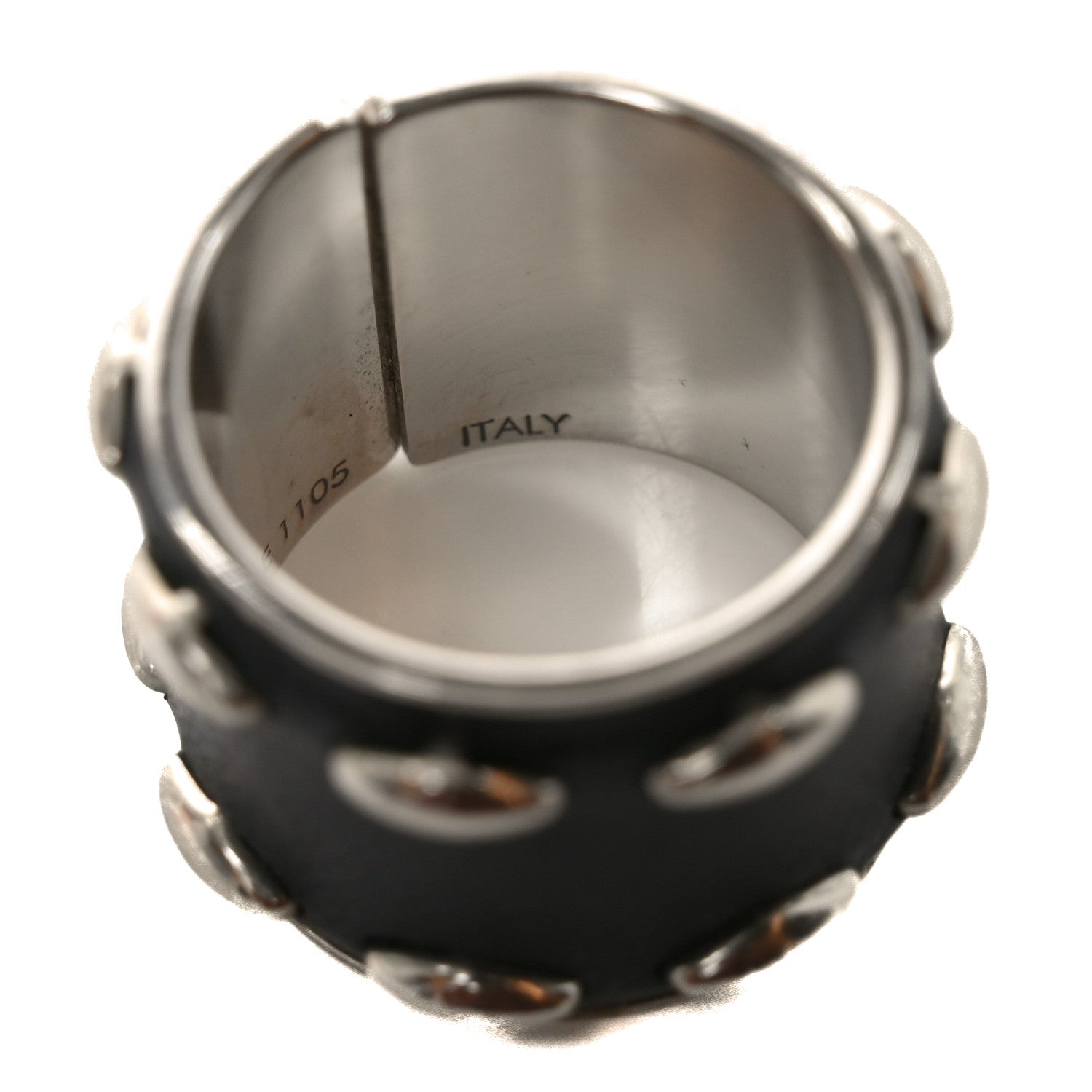 Calfskin Ring M Black Silver