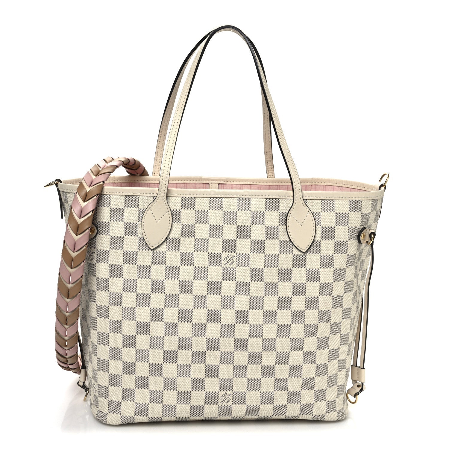 Damier Azur Braided Neverfull MM Pink
