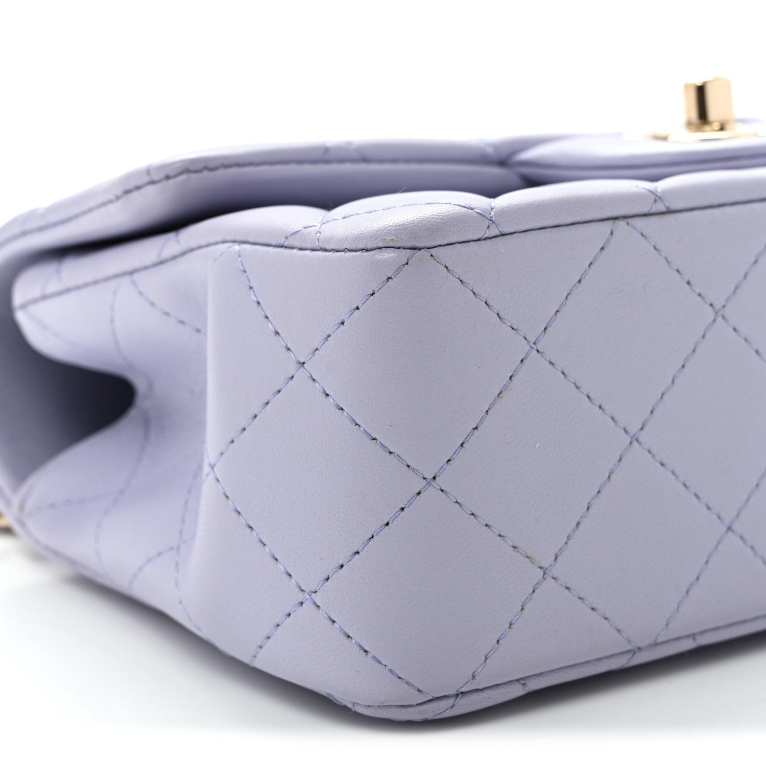Lambskin Quilted Mini Top Handle Rectangular Flap Light Purple