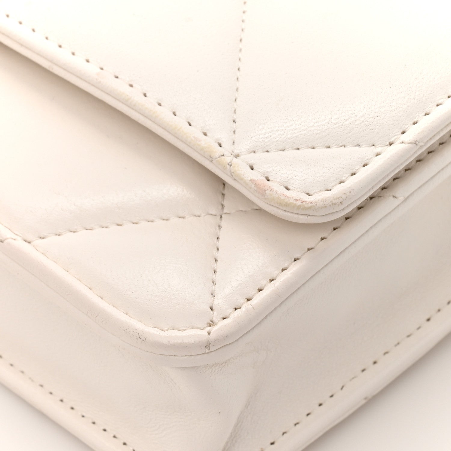 Lambskin Quilted Chanel 19 Wallet On Chain WOC White