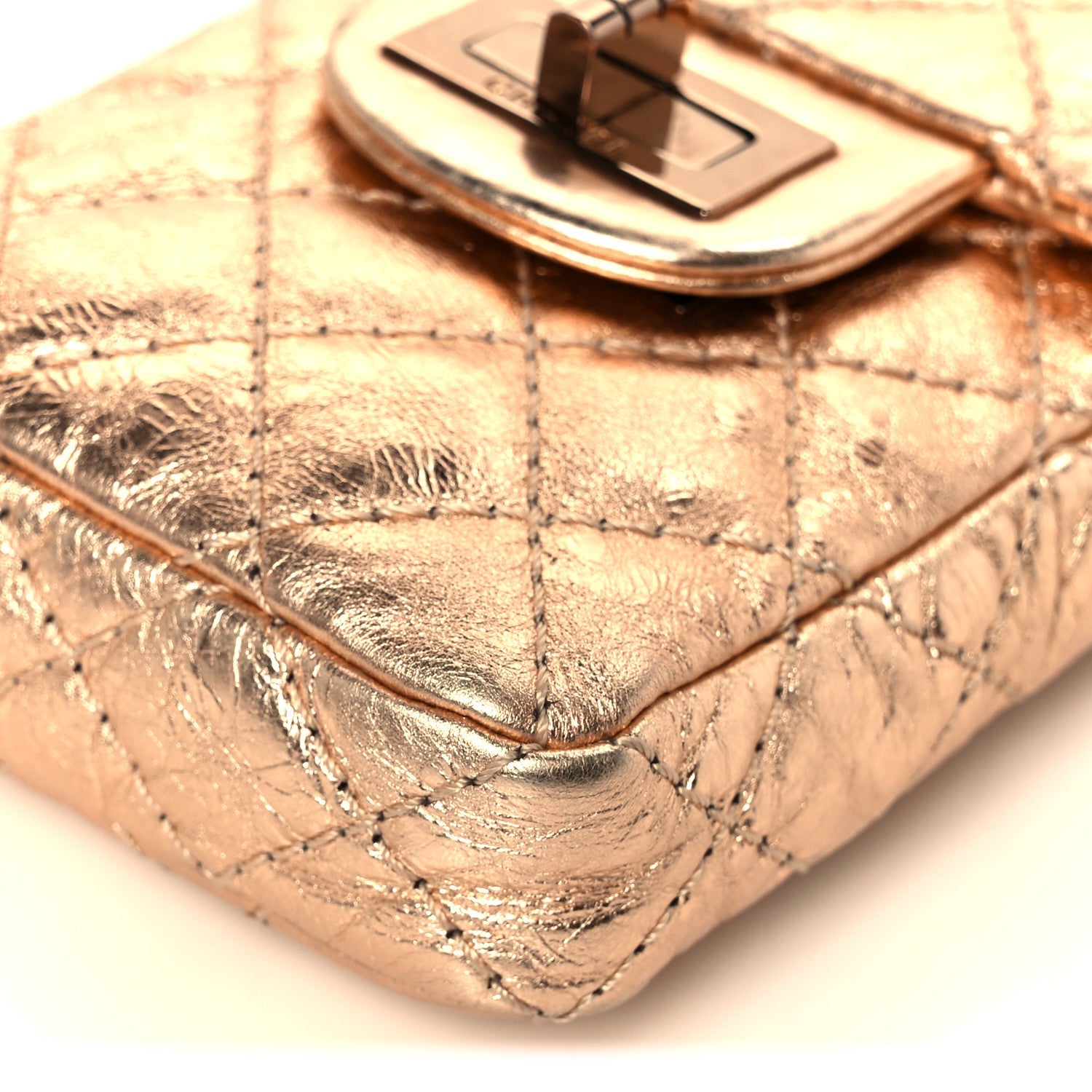 Metallic Aged Calfskin Quilted 2.55 Reissue Phone Case Rose Gold