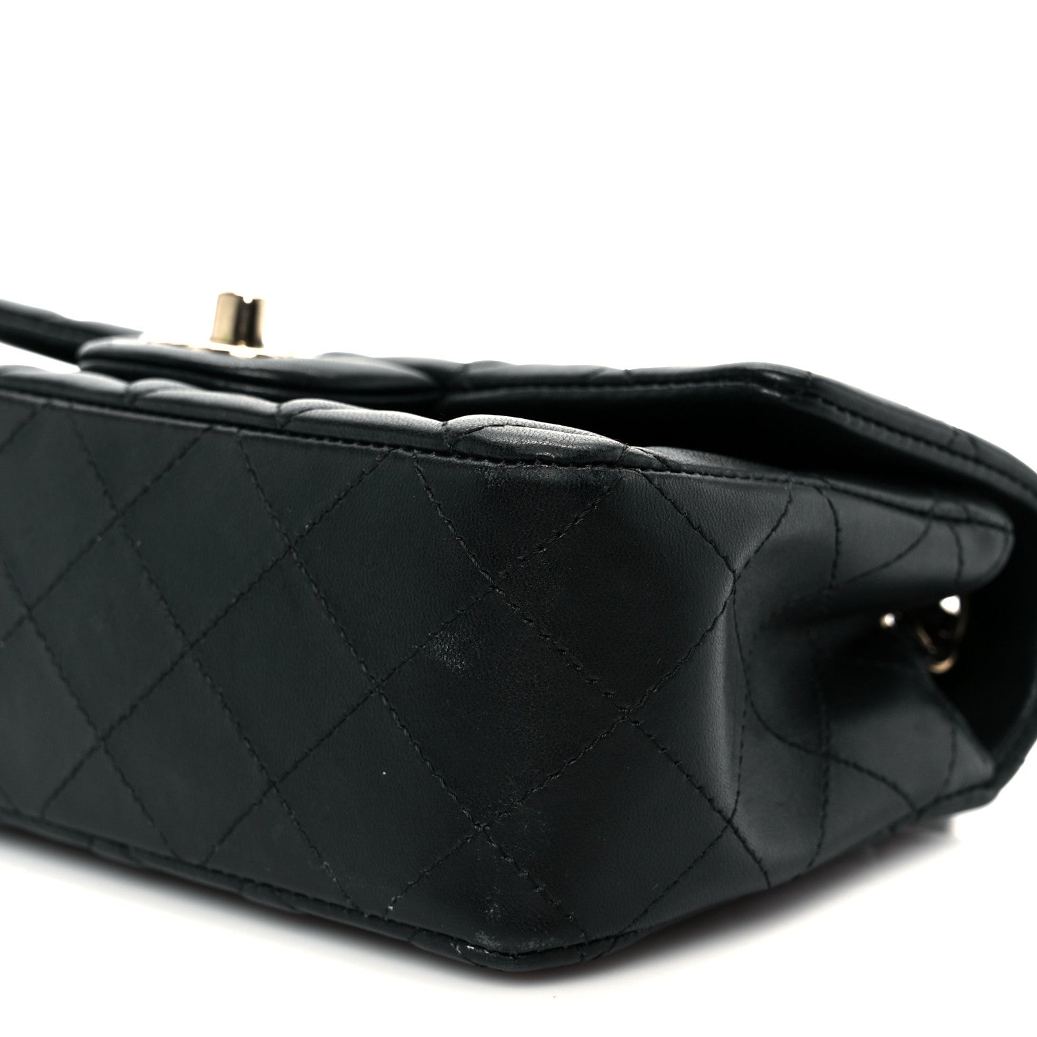 Lambskin Quilted Mini Rectangular Flap Black