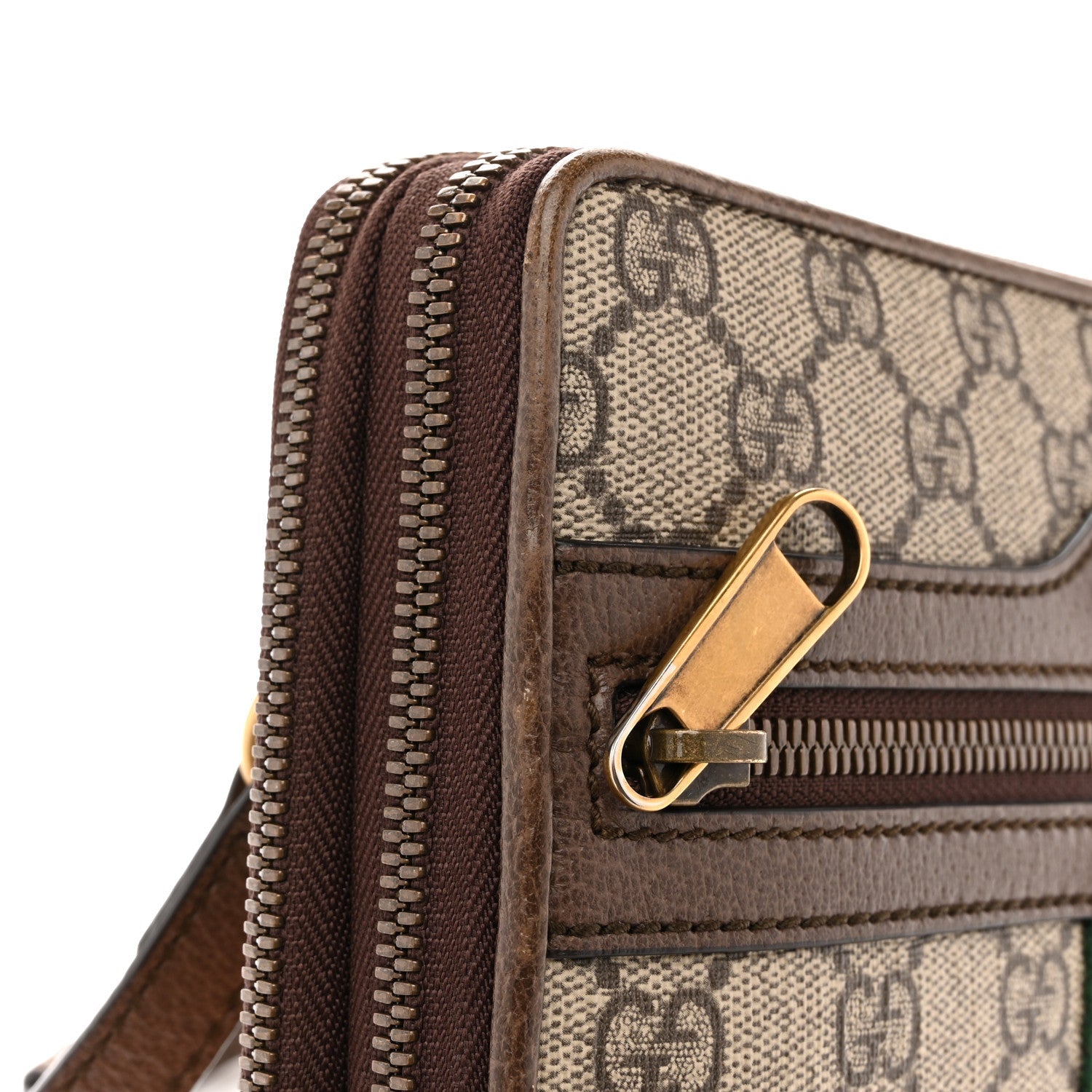GG Supreme Monogram Web Ophidia Double Zip Shoulder Bag Beige New Acero