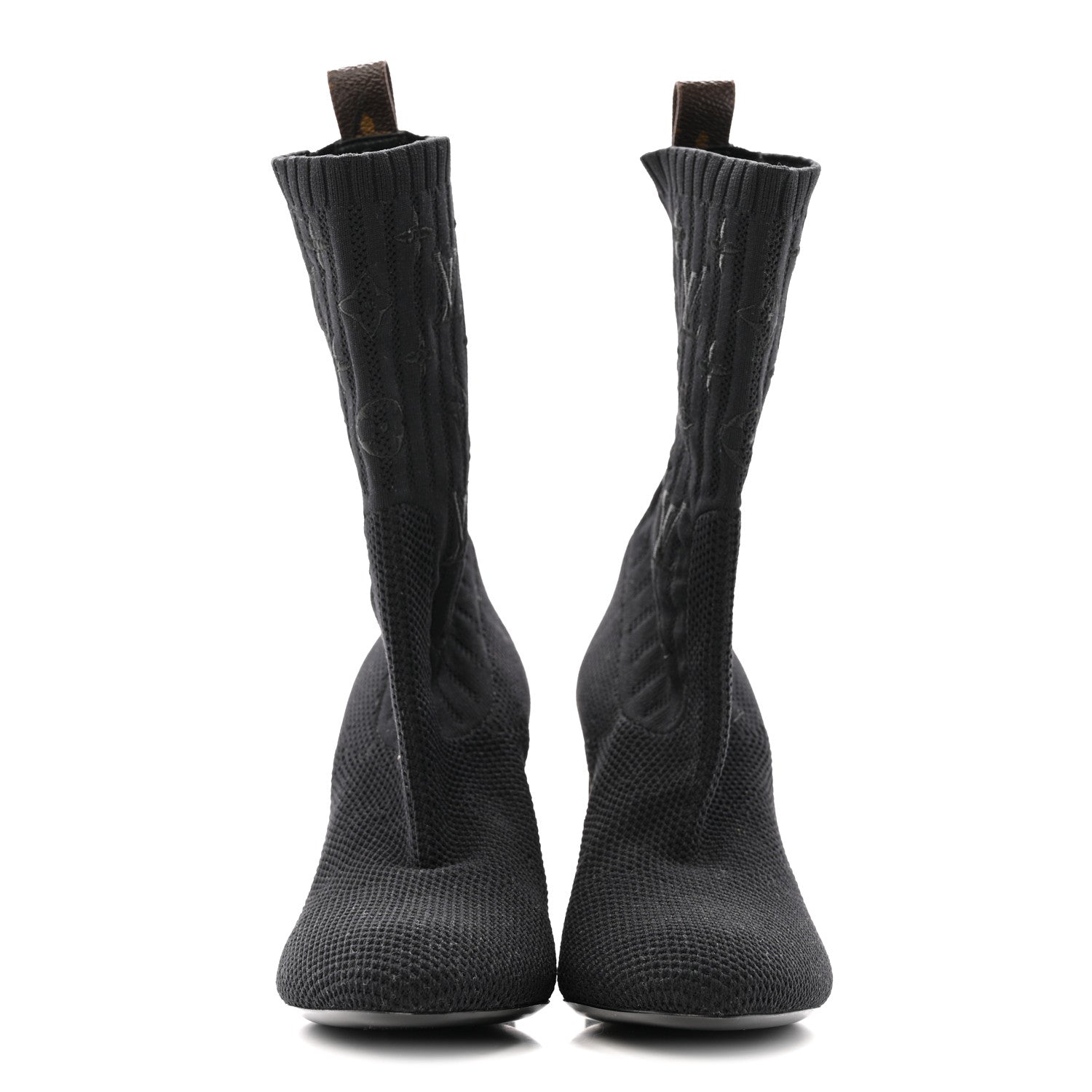 Monogram Stretch Fabric Silhouette Ankle Boots 37 Black