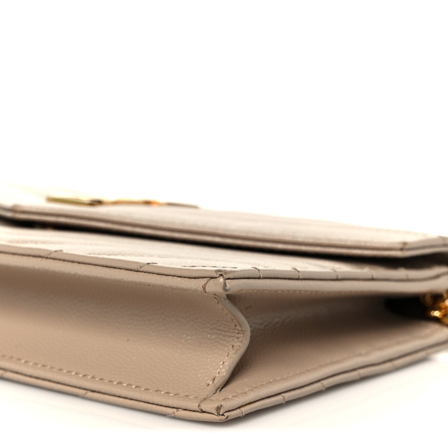 Grain De Poudre Matelasse Chevron Monogram Envelope Chain Wallet Dark Beige