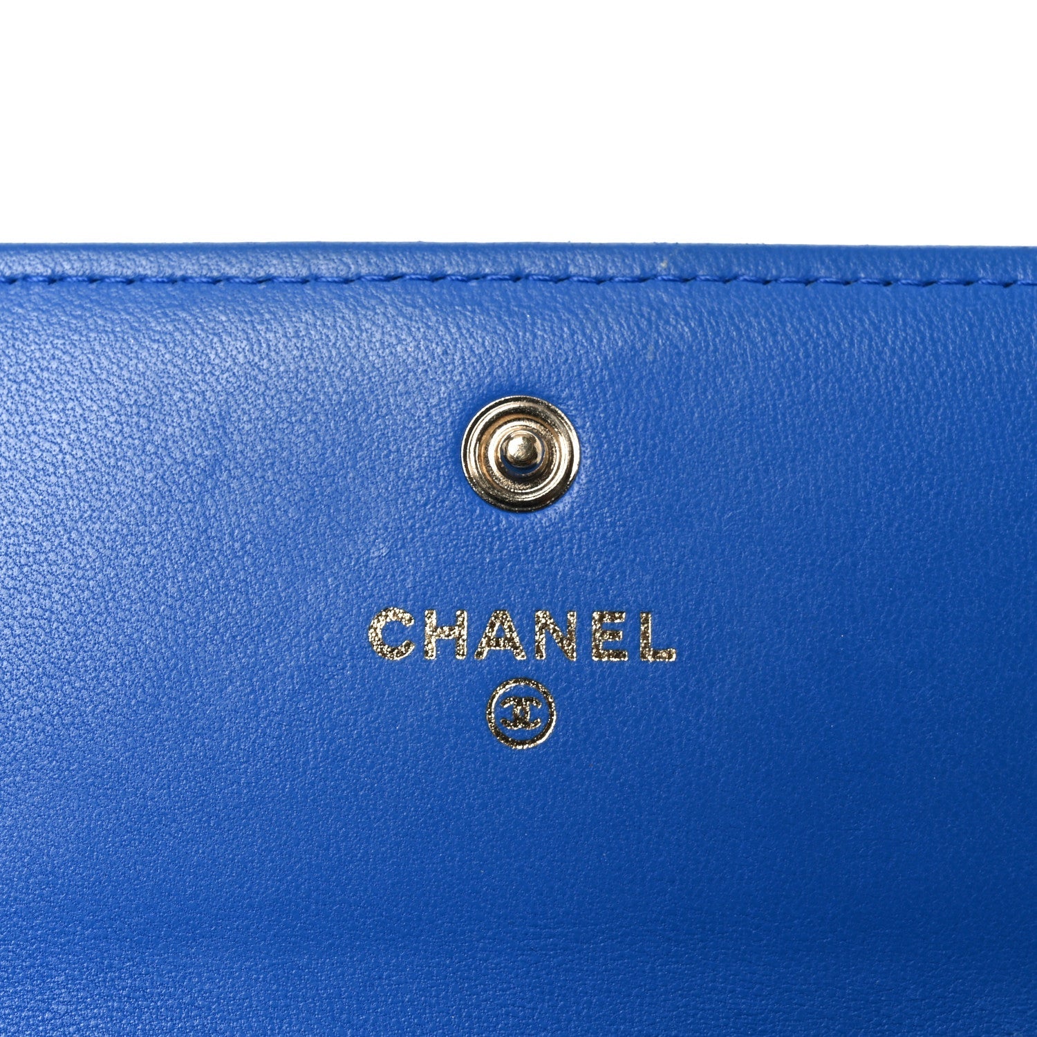 Lambskin Quilted Large Boy Gusset Flap Wallet Blue