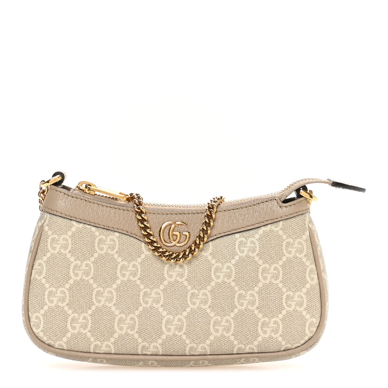 GG Supreme Monogram Textured Dollar Calfskin Web Mini Ophidia GG Handbag Beige Mystic White Oatmeal