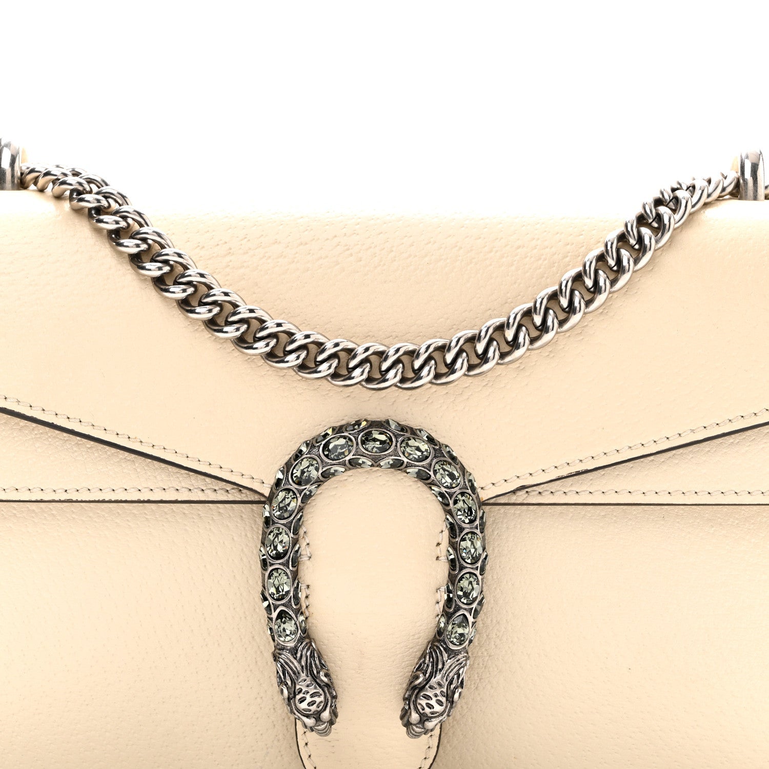 Textured Calfskin Crystal Small Dionysus Shoulder Bag Mystic White