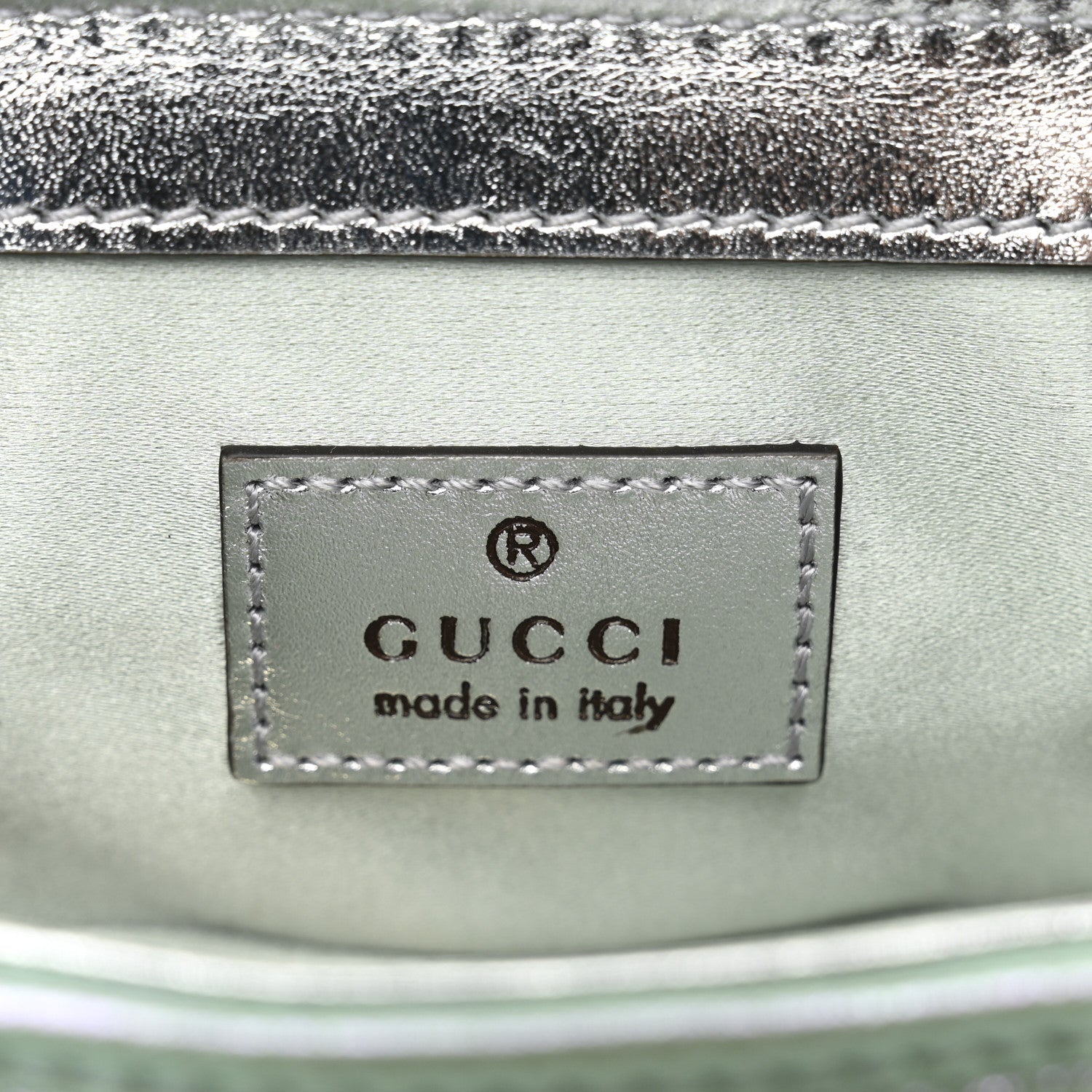 Iridescent Nappa Chevron Matelasse Super Mini GG Marmont Shoulder Bag Iridescent Snow Light Blue