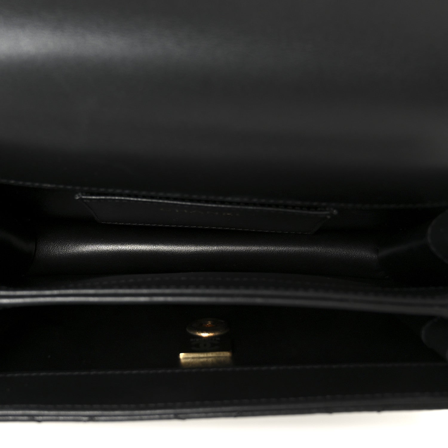Shiny Calfskin Quilted Mini Metal Top Handle Flap Black