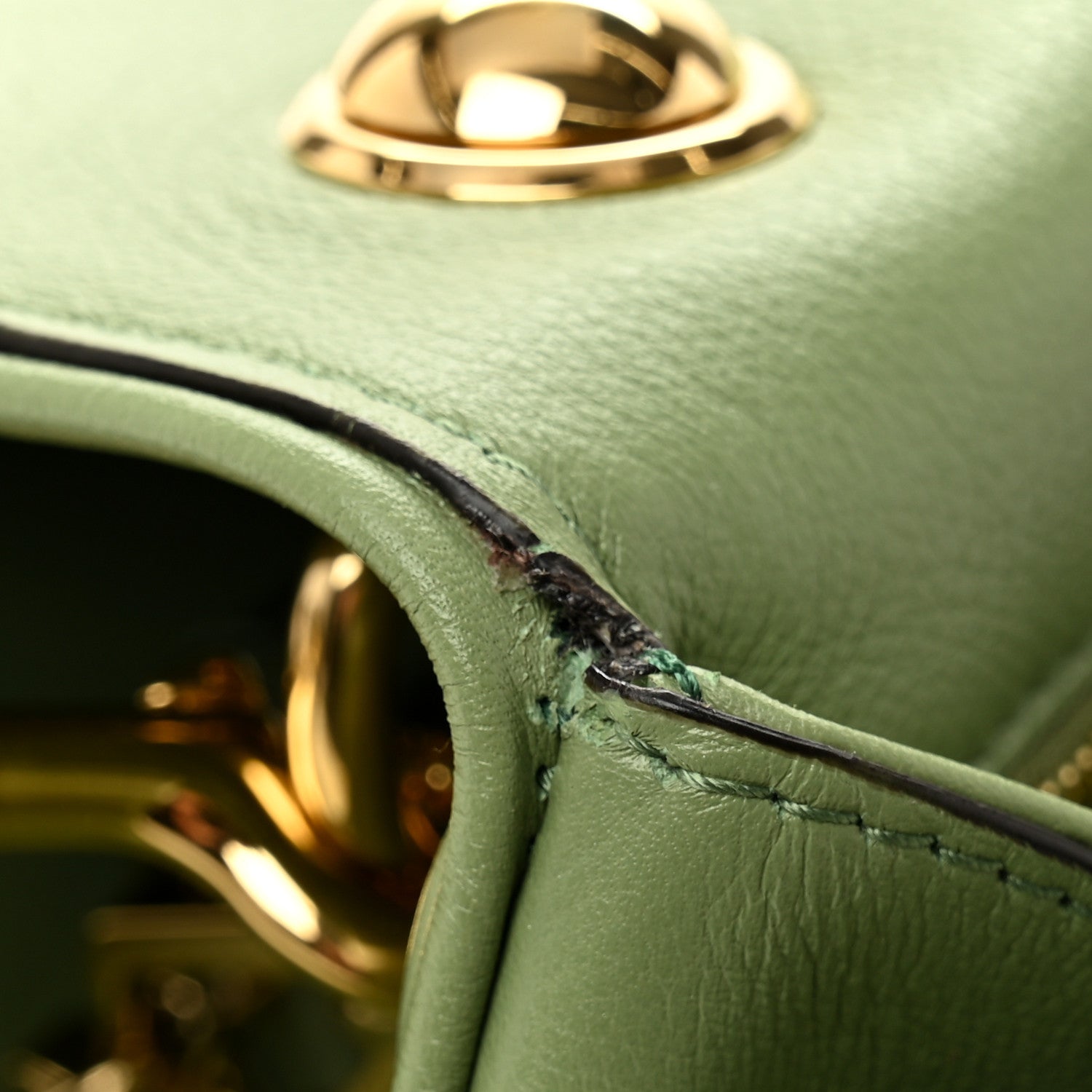 Roxy Calfskin Web Medium Blondie Top Handle Shoulder Flap Bag Salamander Green