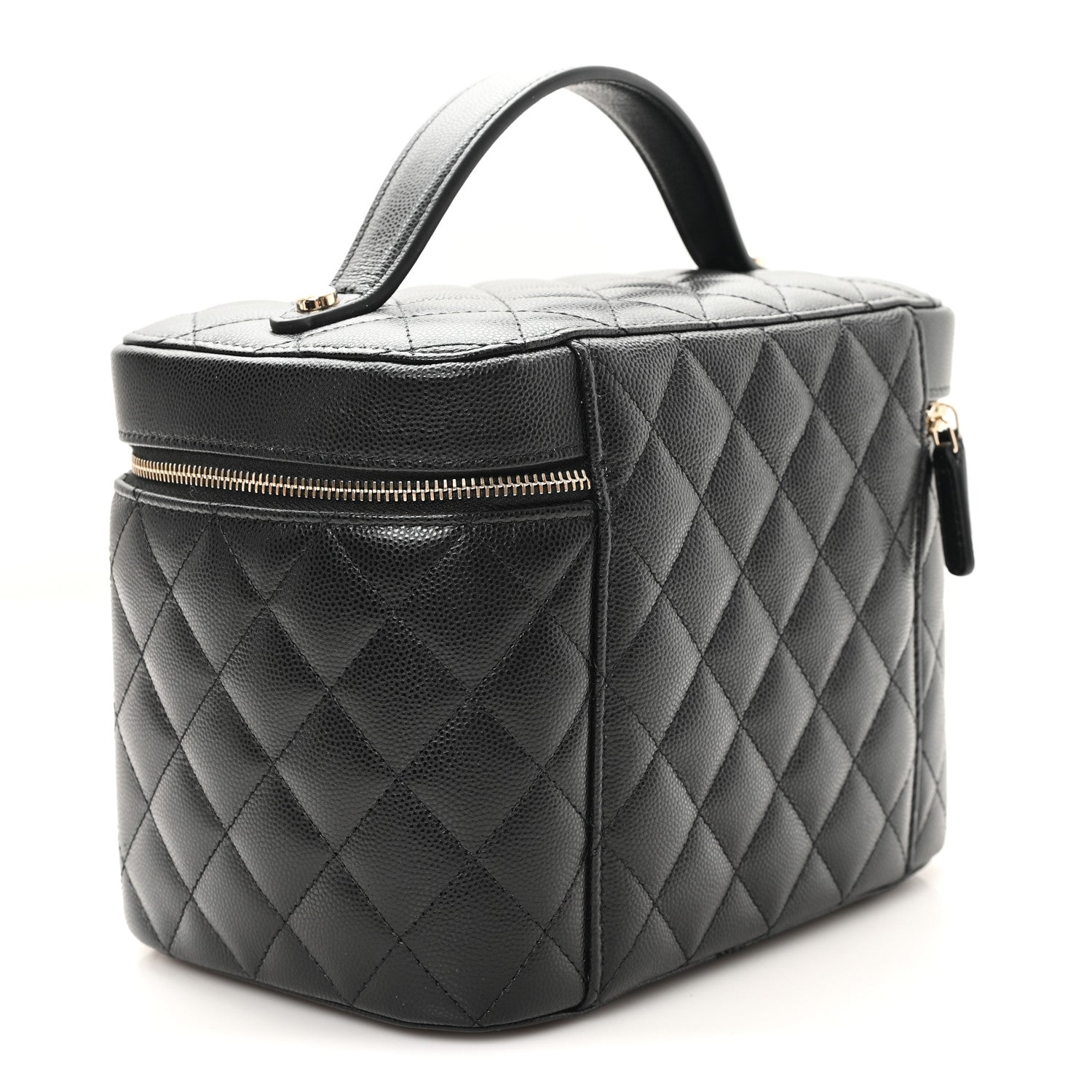 Caviar Quilted Large Vanity Pouch Black