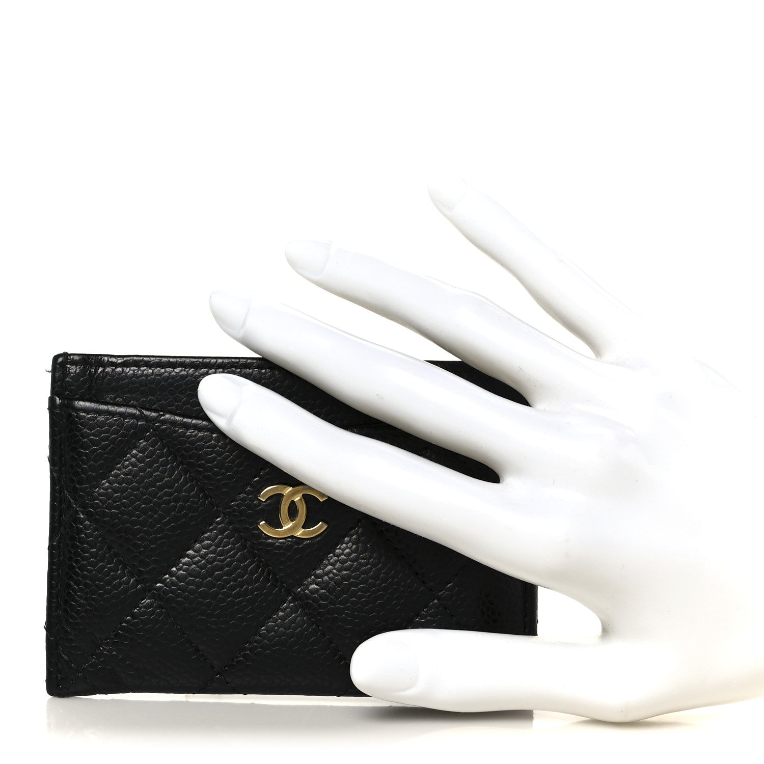 Caviar Quilted Card Holder Black