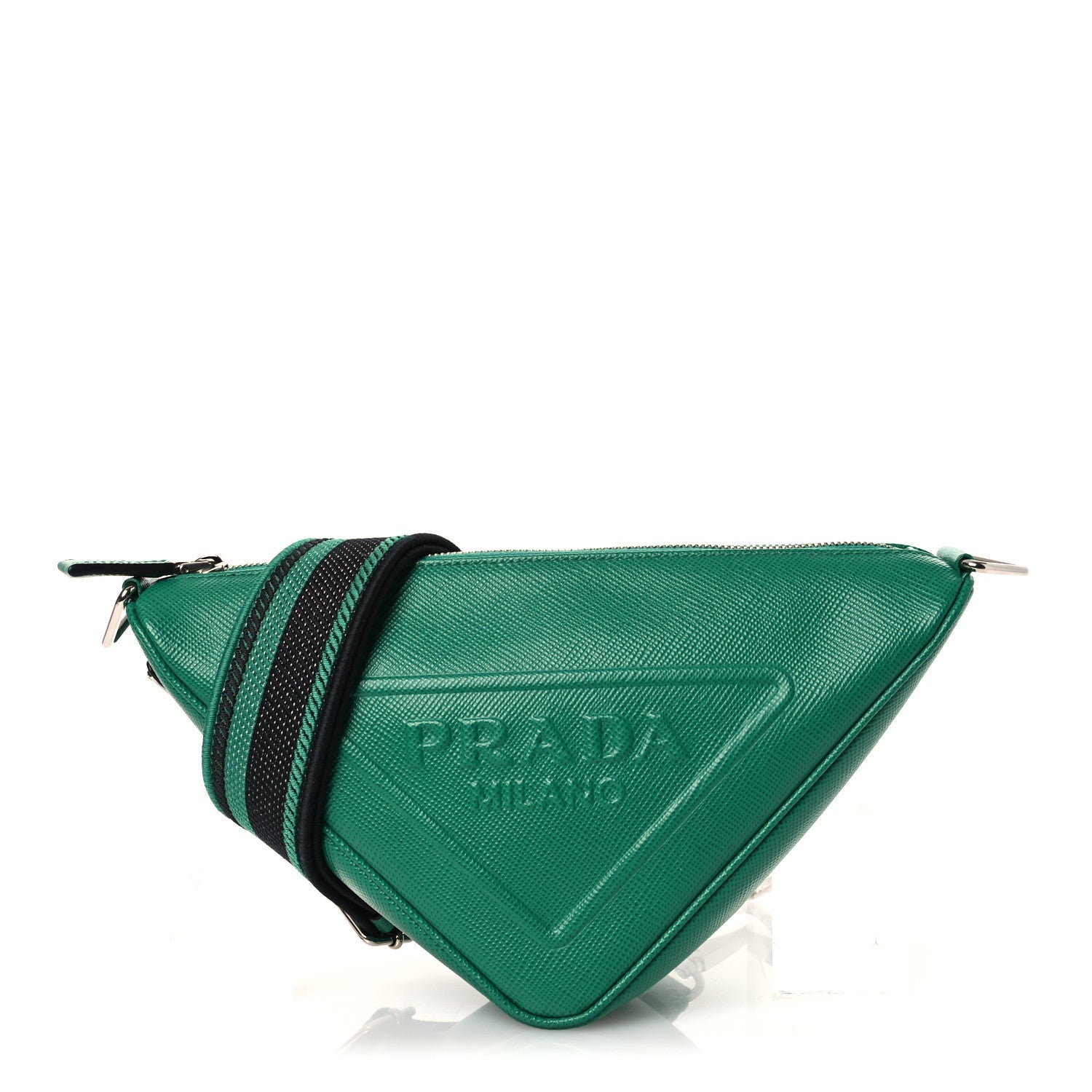 Saffiano Cuir Triangle Logo Embossed Triangle Shoulder Bag Mango
