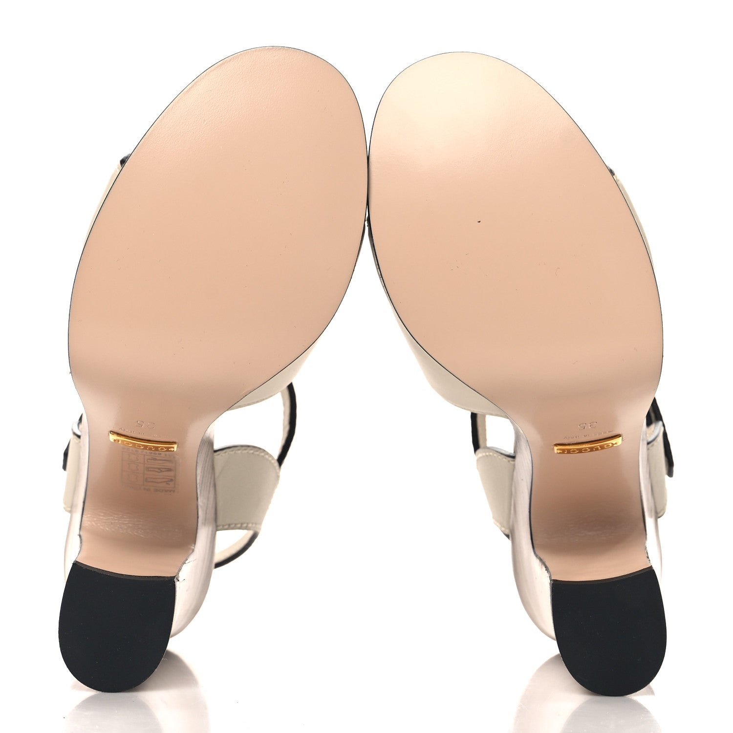 Cosmos Softy Calfskin Wooden Interlocking G Cut-Out 30/120mm Platform Sandals 35 Mystic White