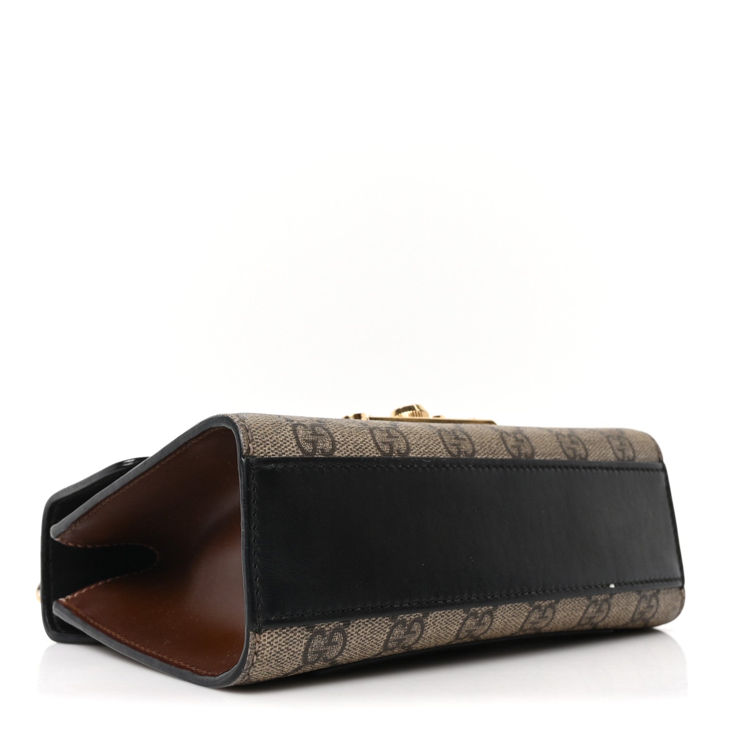 GG Supreme Monogram Calfskin Small Padlock Shoulder Bag Beige Black Cuir