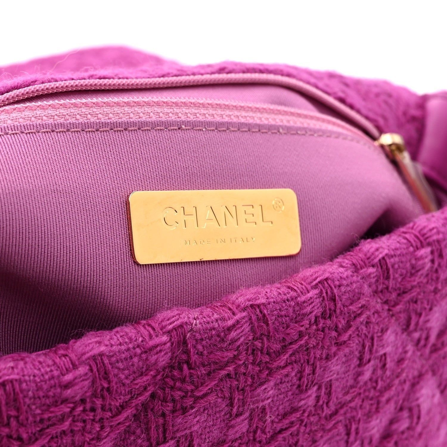 Tweed Quilted Medium Chanel 19 Flap Magenta