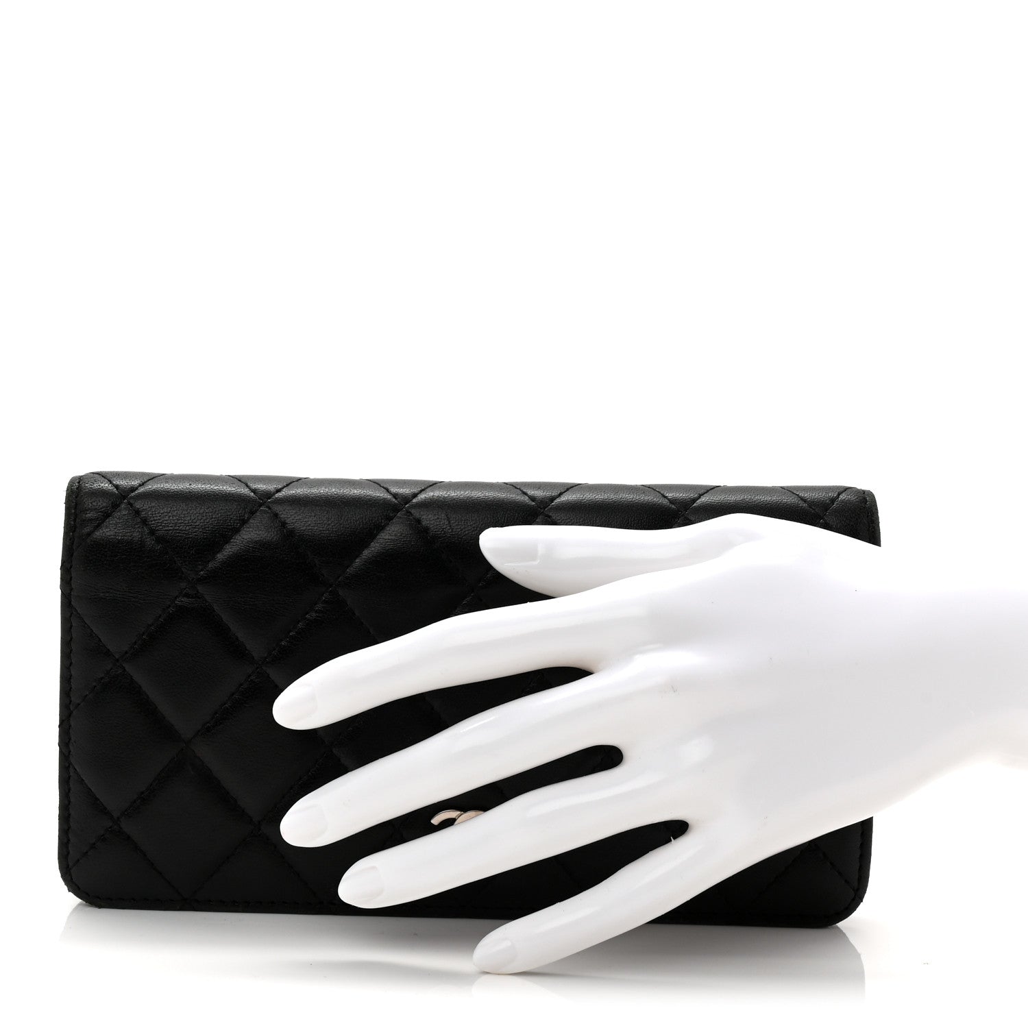 Lambskin Quilted Yen Wallet Black